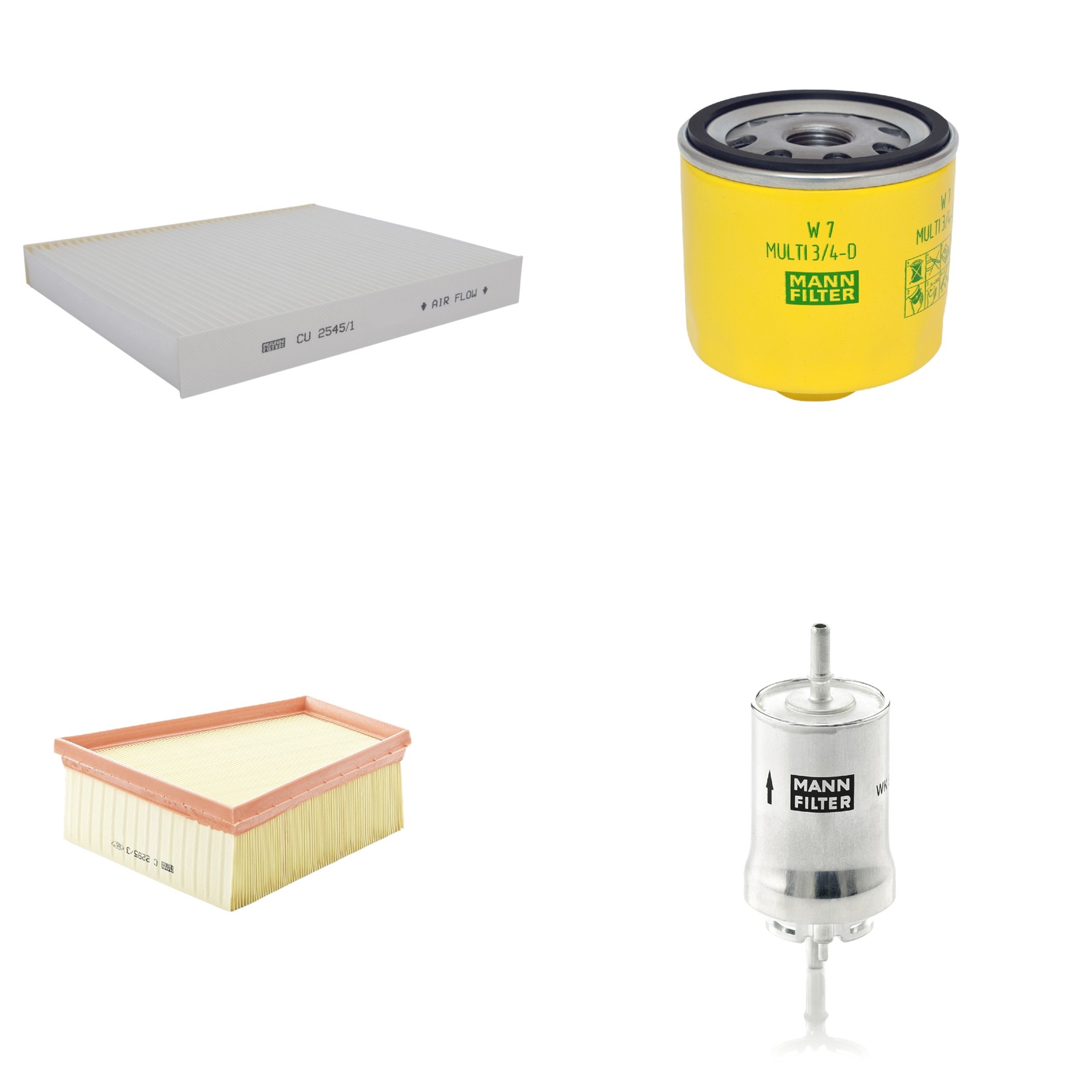 Kit Filtros de Ar Combustível Cabine Ar Condicionado Óleo - Mann-Filter - C2295/3 - CU2545/1 - W7MULTI3/4-D - WK59x