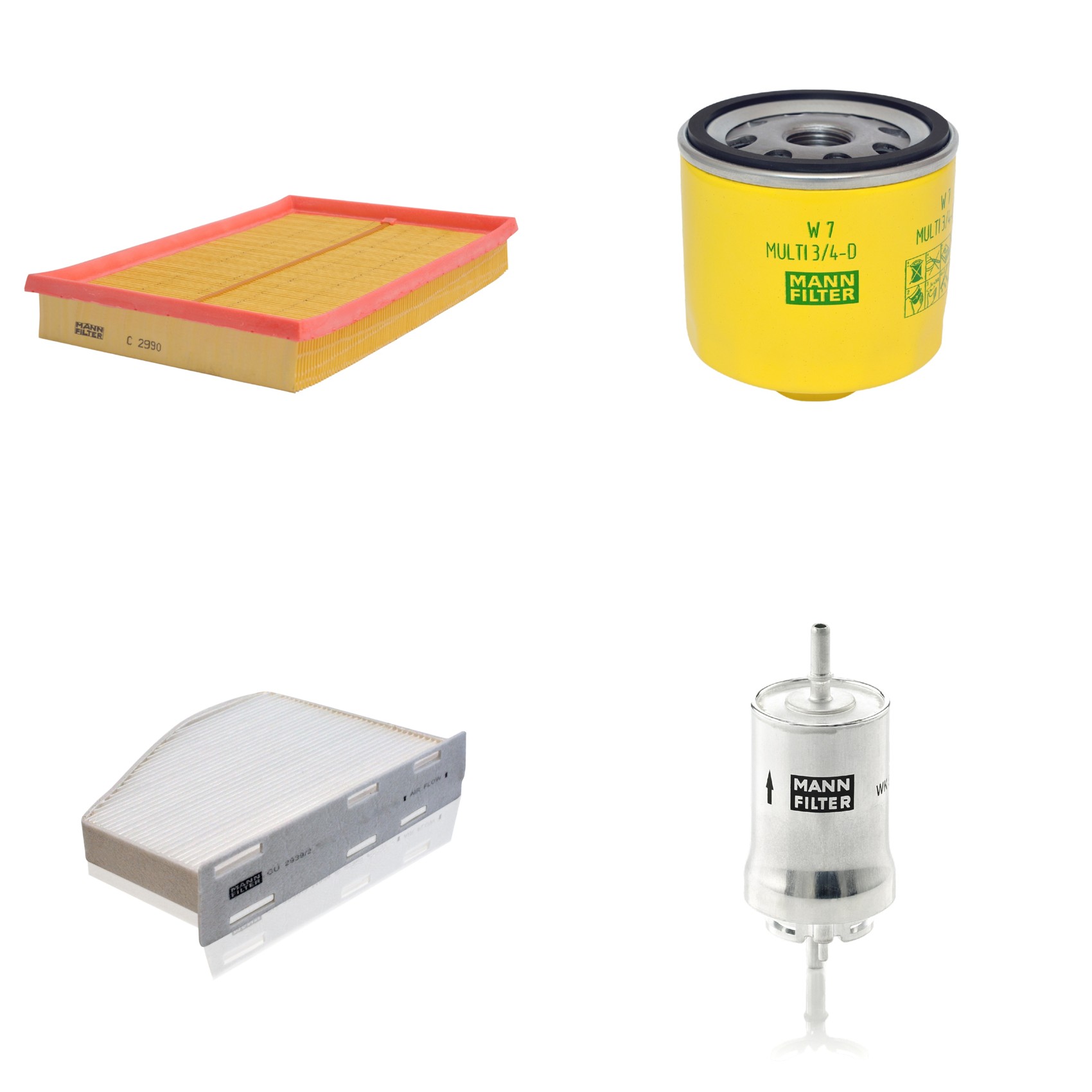 Kit Filtros de Ar Combustível Cabine Ar Condicionado Óleo - Mann-Filter - C2990 - CU2939/2 - W7MULTI3/4-D - WK59x
