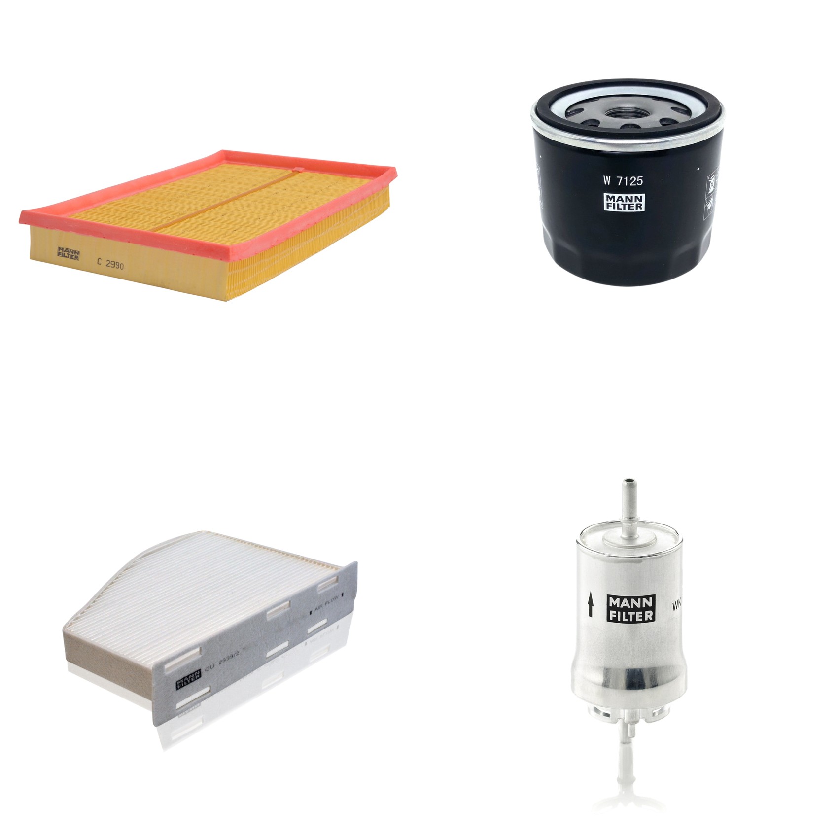 Kit Filtros de Ar Combustível Cabine Ar Condicionado Óleo - Mann-Filter - C2990 - CU2939/2 - W7125 - WK59x