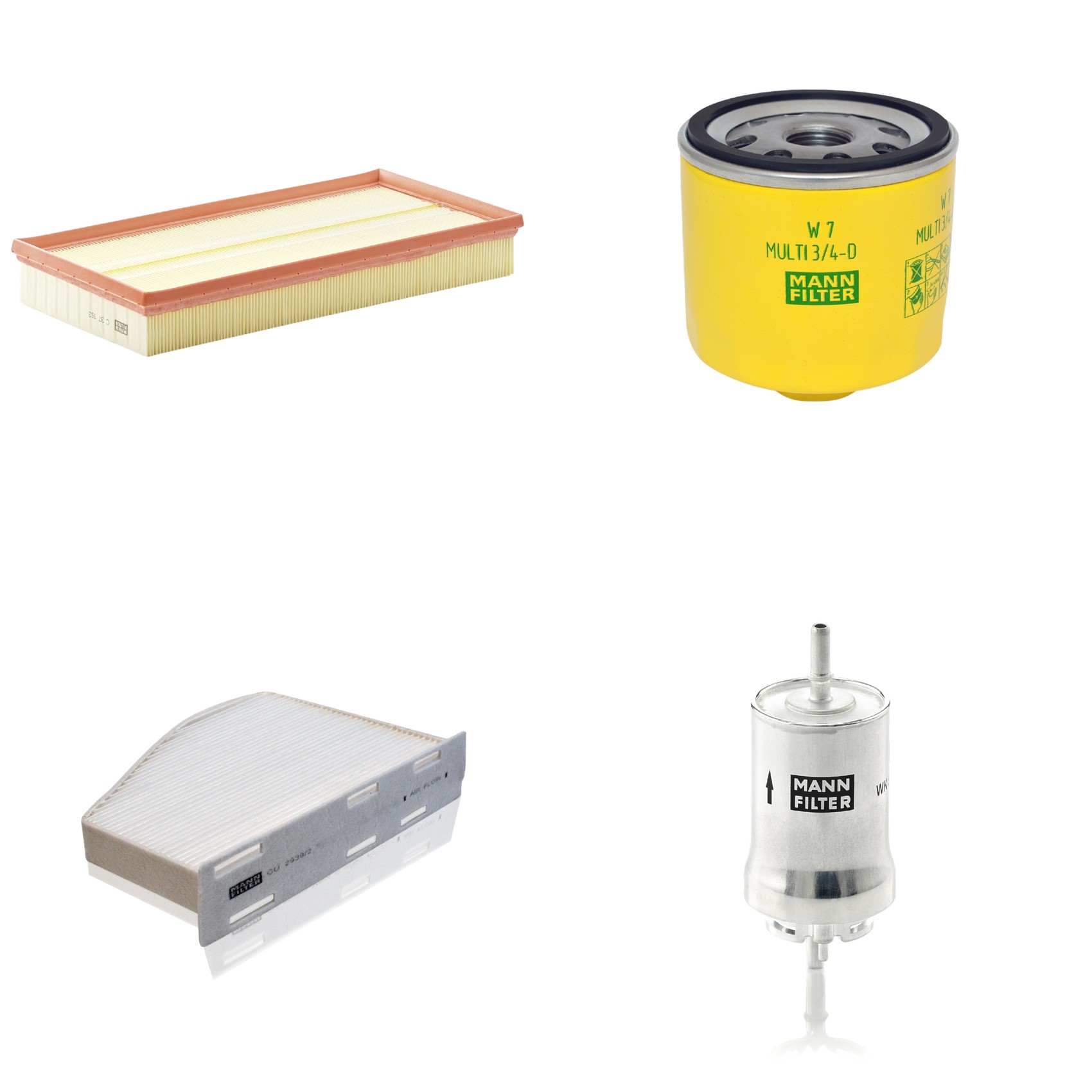 Kit Filtros de Ar Combustível Cabine Ar Condicionado Óleo - Mann-Filter - C37153 - CU2939/2 - W7MULTI3/4-D - WK59x