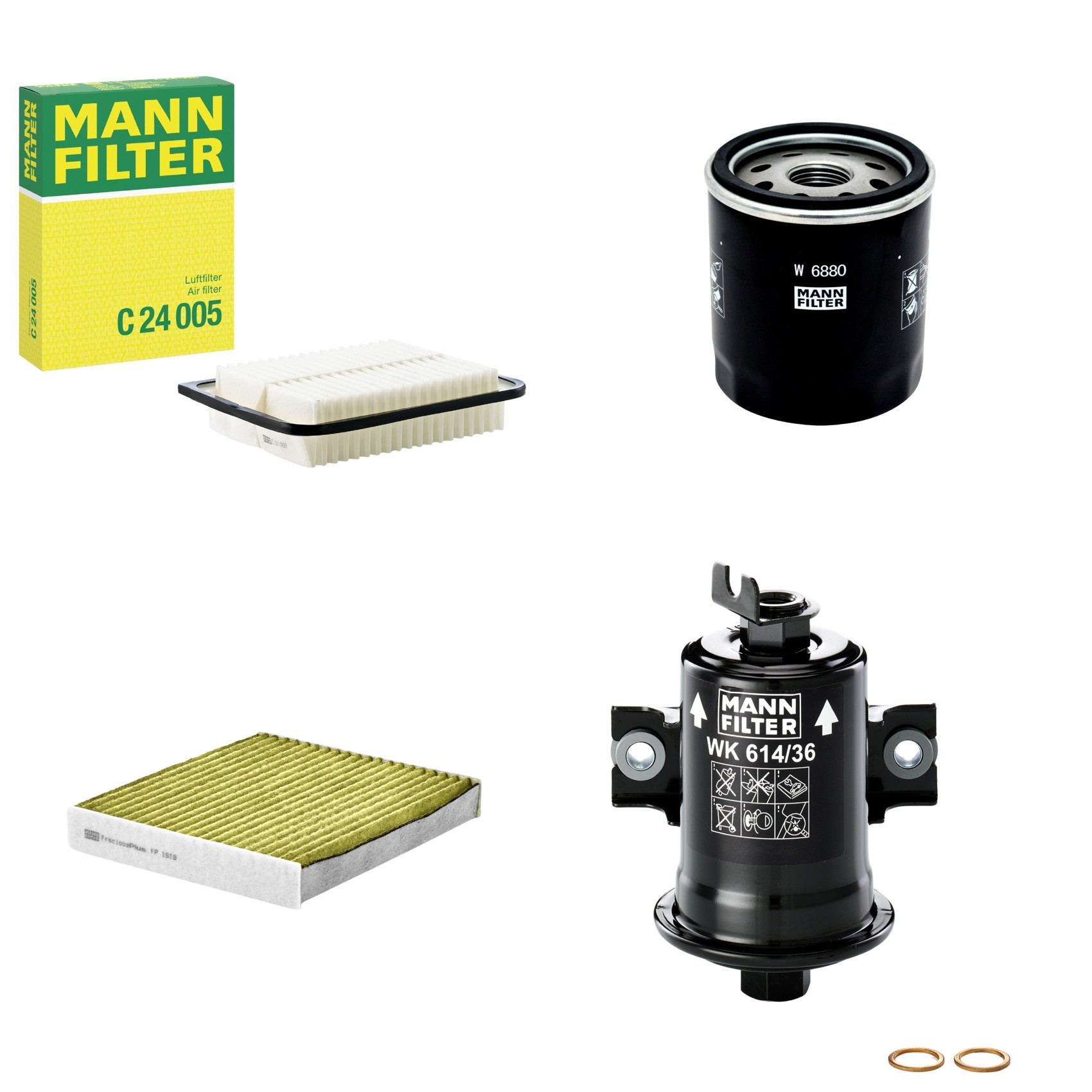Kit Filtros de Ar Combustível Cabine Ar Condicionado Óleo - Mann-Filter - C24005 - FP1919 - W6880 - WK614/36x