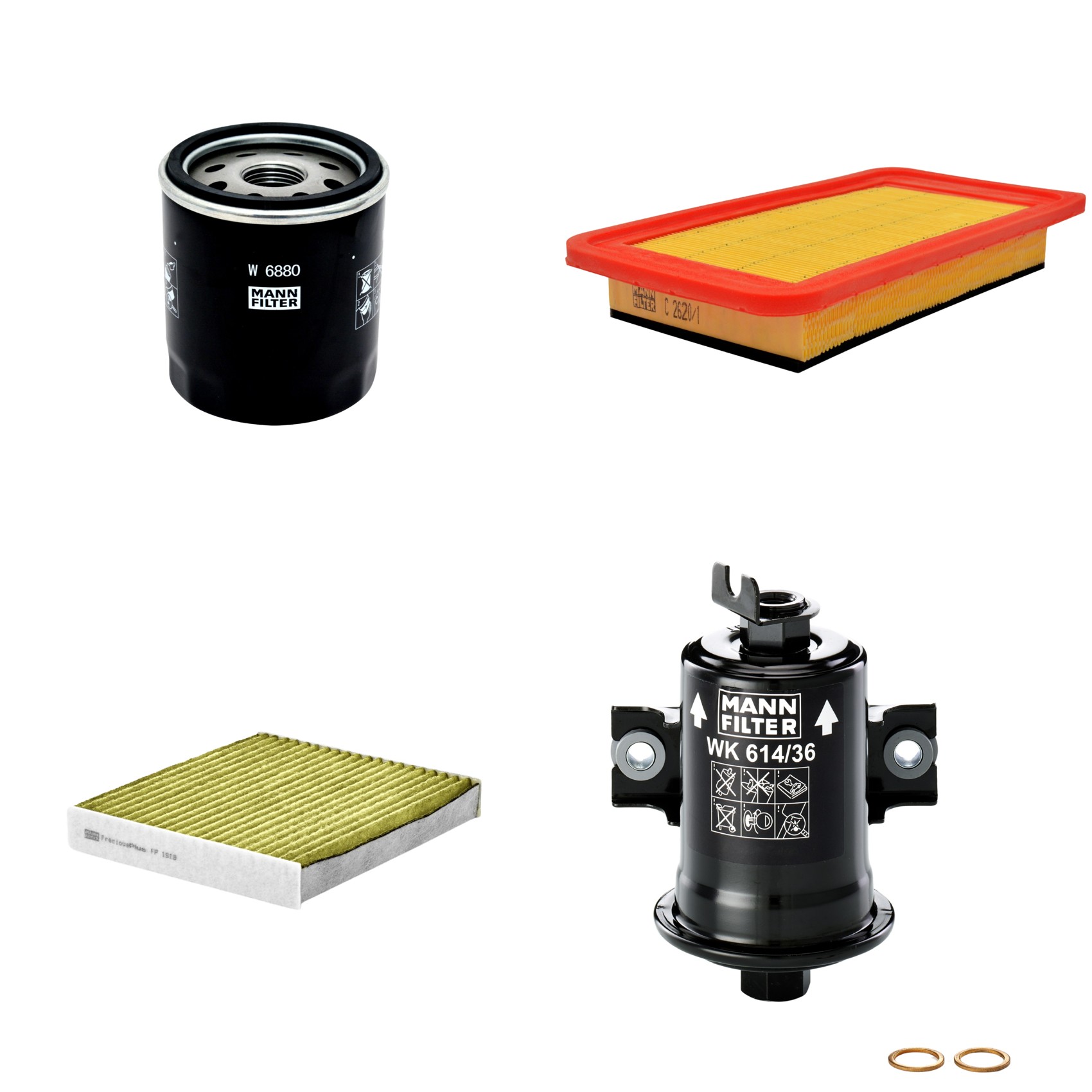 Kit Filtros de Ar Combustível Cabine Ar Condicionado Óleo - Mann-Filter - C2620/1 - FP1919 - W6880 - WK614/36x