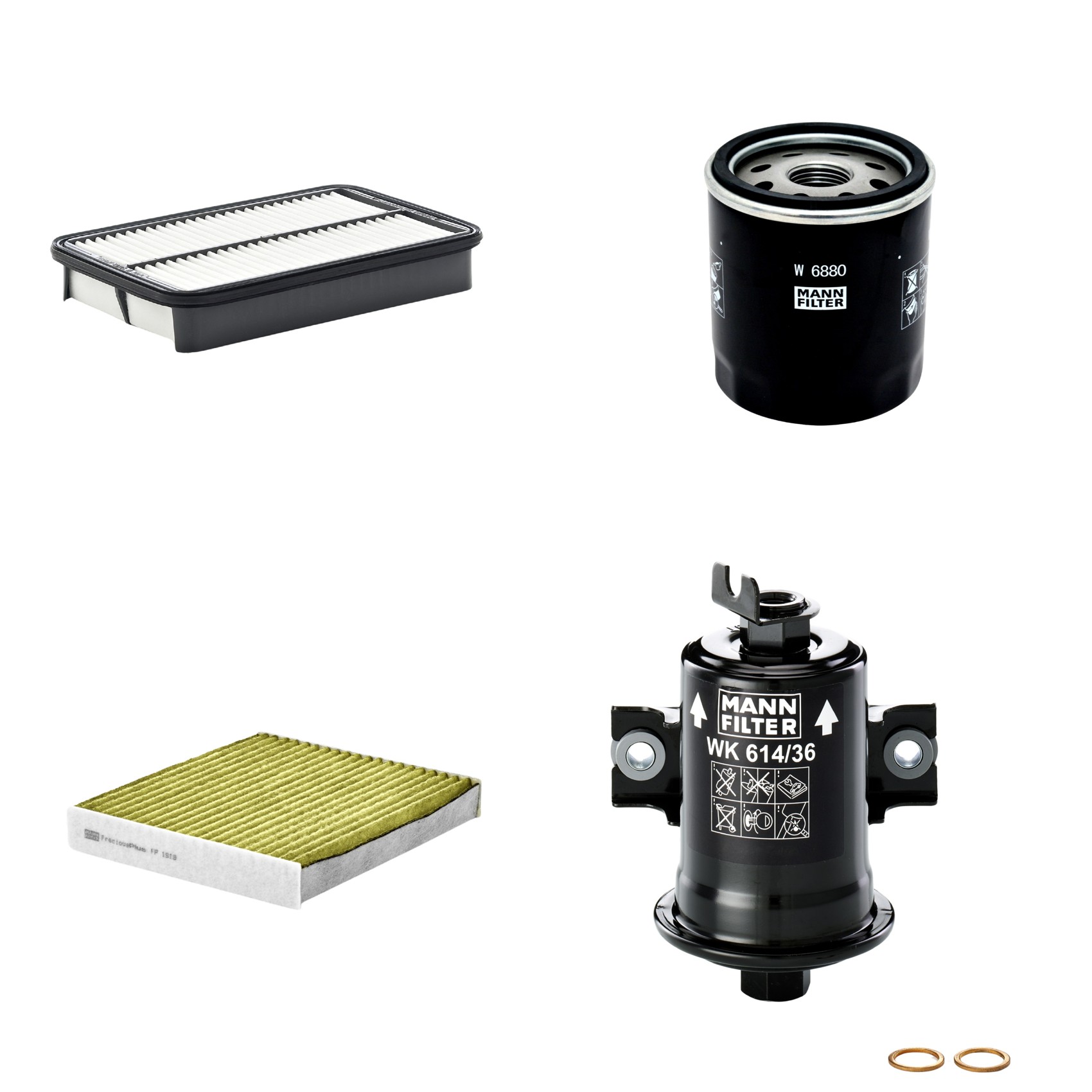 Kit Filtros de Ar Combustível Cabine Ar Condicionado Óleo - Mann-Filter - C2731/1 - FP1919 - W6880 - WK614/36x