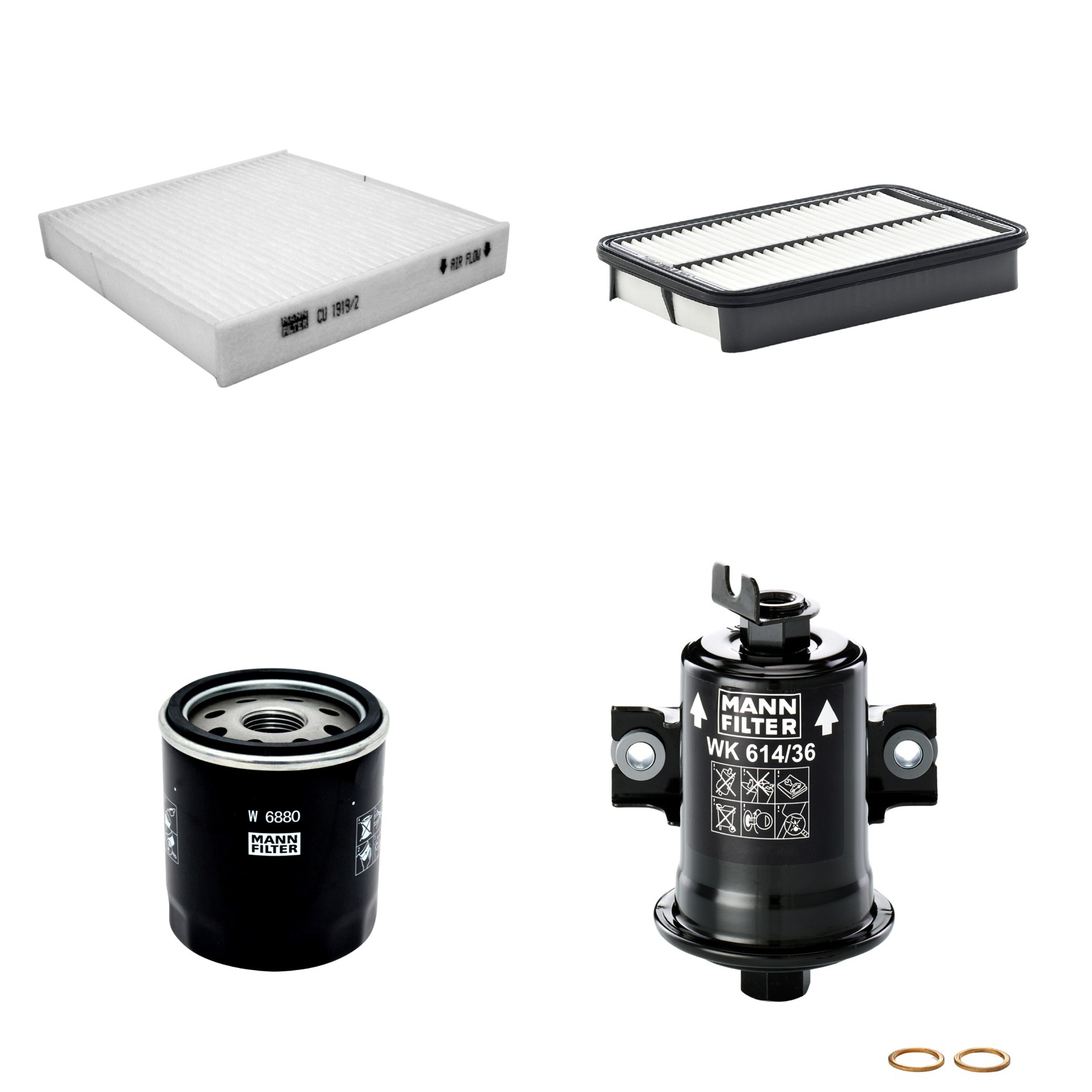 Kit Filtros de Ar Combustível Cabine Ar Condicionado Óleo - Mann-Filter - C2731/1 - CU1919/2 - W6880 - WK614/36x
