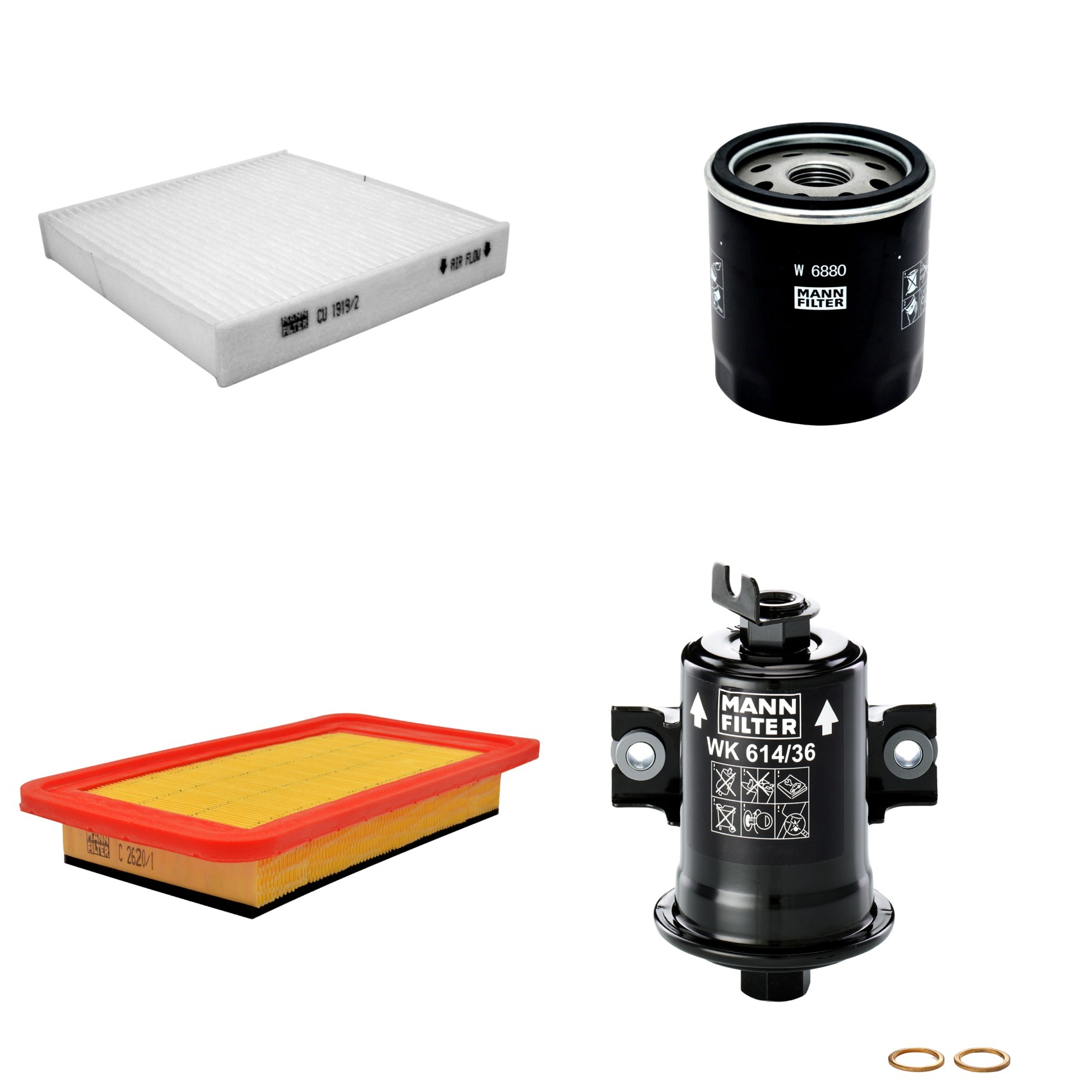 Kit Filtros de Ar Combustível Cabine Ar Condicionado Óleo - Mann-Filter - C2620/1 - CU1919/2 - W6880 - WK614/36x