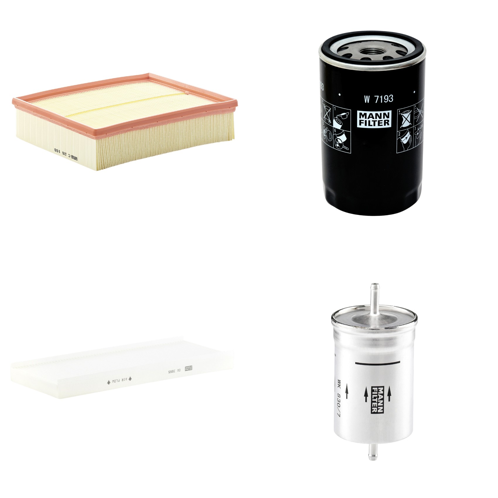 Kit Filtros de Ar Combustível Cabine Ar Condicionado Óleo - Mann-Filter - C26168 - CU3955 - W7193 - WK830/7