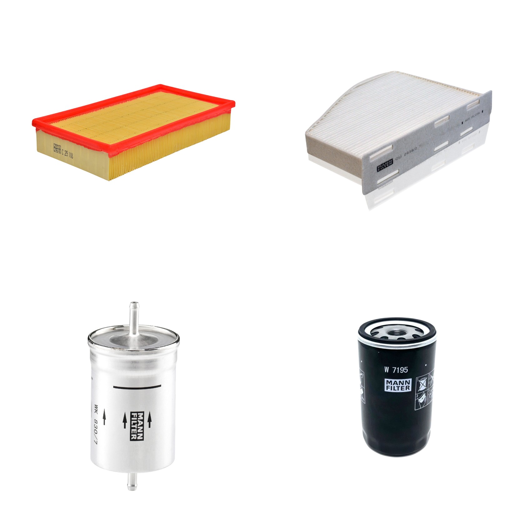 Kit Filtros de Ar Combustível Cabine Ar Condicionado Óleo - Mann-Filter - C29108 - CU2939/2 - W7195 - WK830/7