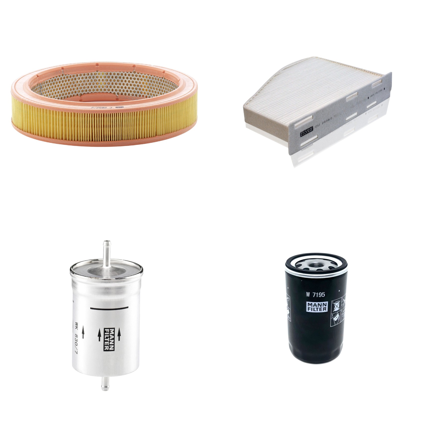 Kit Filtros de Ar Combustível Cabine Ar Condicionado Óleo - Mann-Filter - C2852/2 - CU2939/2 - W7195 - WK830/7