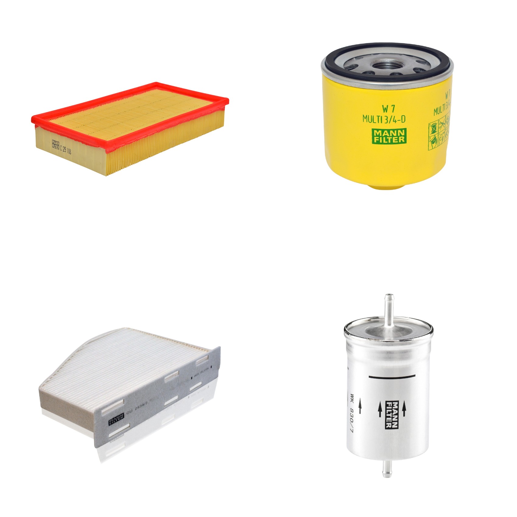 Kit Filtros de Ar Combustível Cabine Ar Condicionado Óleo - Mann-Filter - C29108 - CU2939/2 - W7MULTI3/4-D - WK830/7