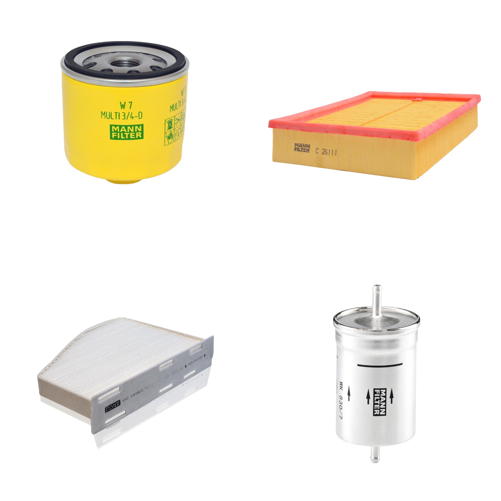 Kit Filtros de Ar Combustível Cabine Ar Condicionado Óleo - Mann-Filter - C26111 - CU2939/2 - W7MULTI3/4-D - WK830/7