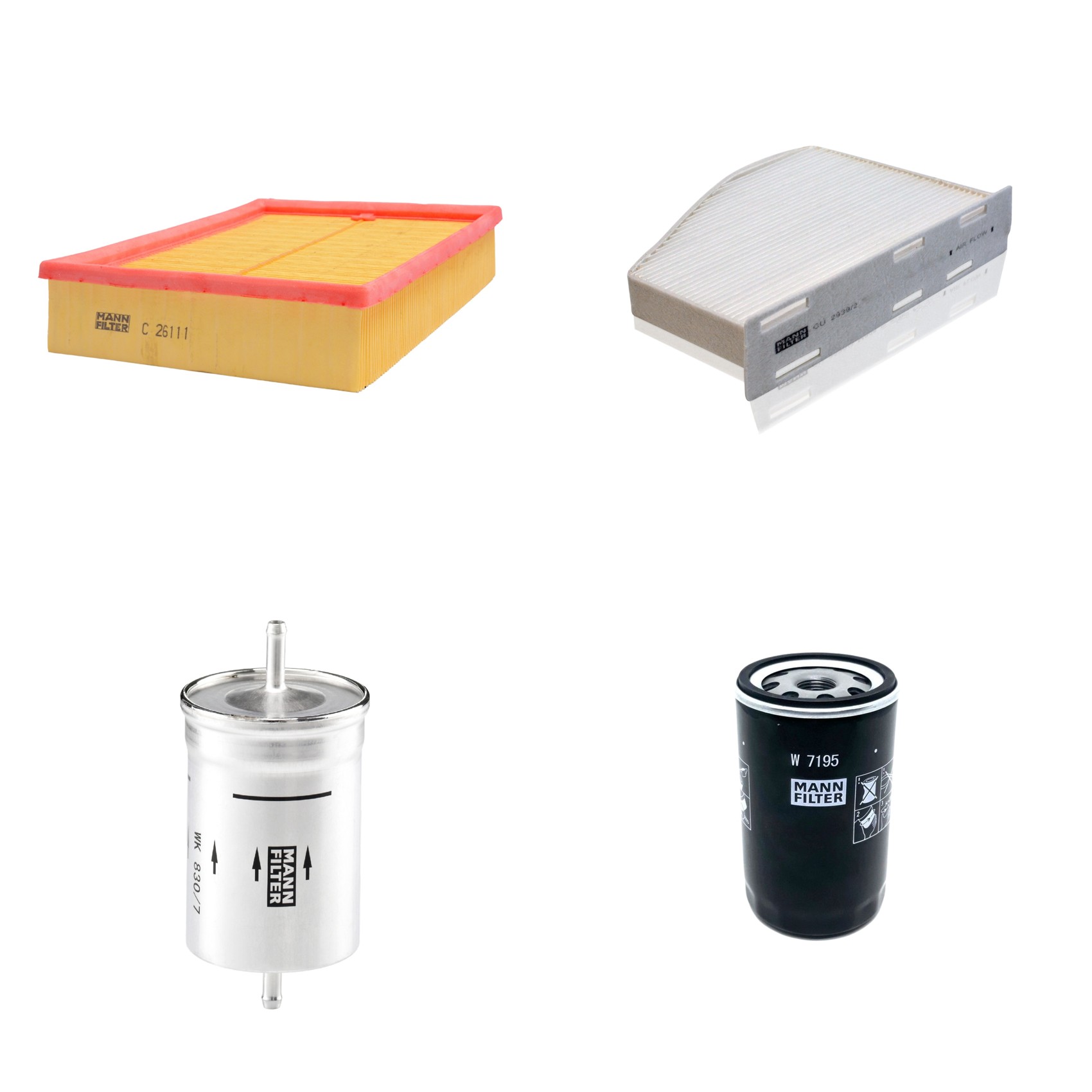 Kit Filtros de Ar Combustível Cabine Ar Condicionado Óleo - Mann-Filter - C26111 - CU2939/2 - W7195 - WK830/7
