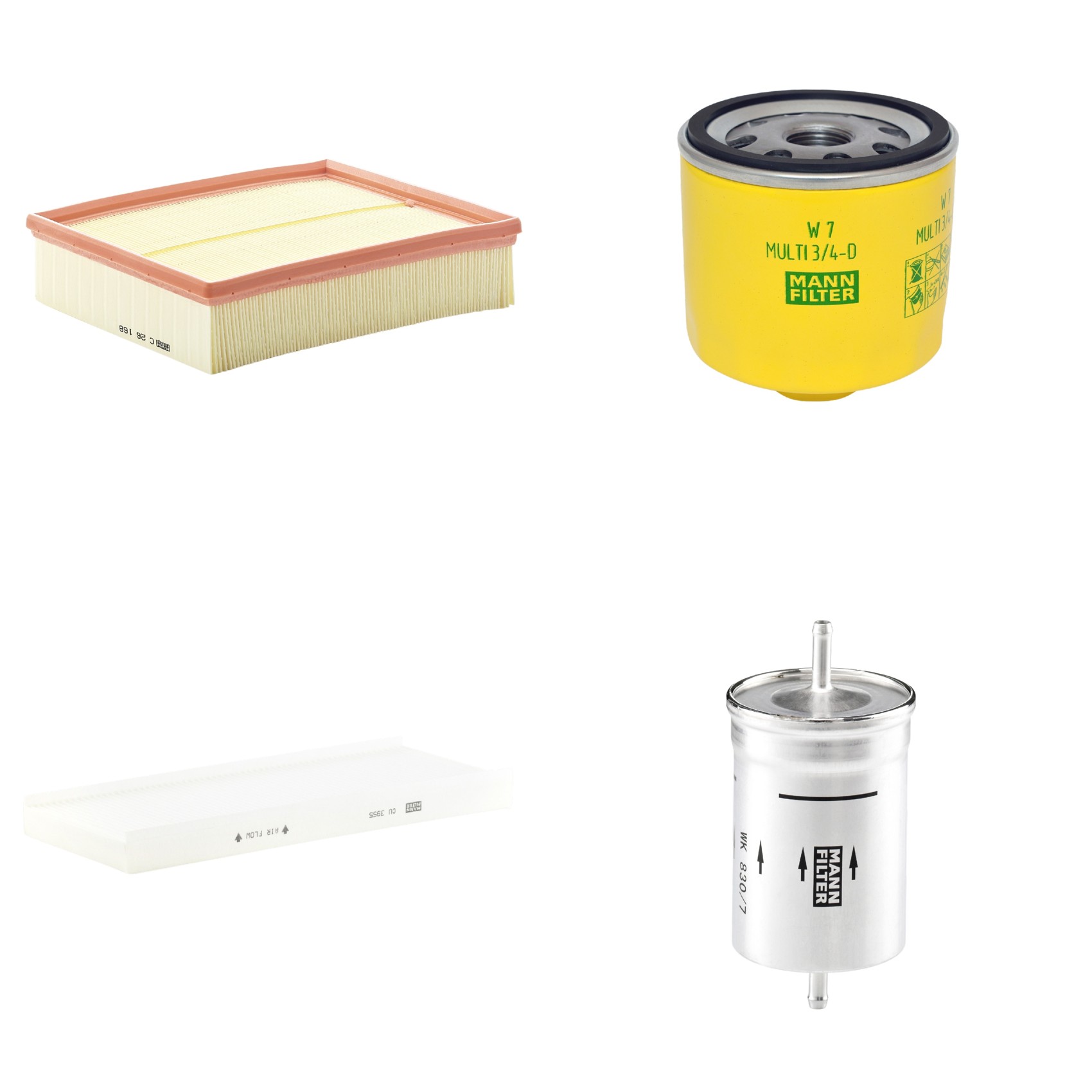 Kit Filtros de Ar Combustível Cabine Ar Condicionado Óleo - Mann-Filter - C26168 - CU3955 - W7MULTI3/4-D - WK830/7