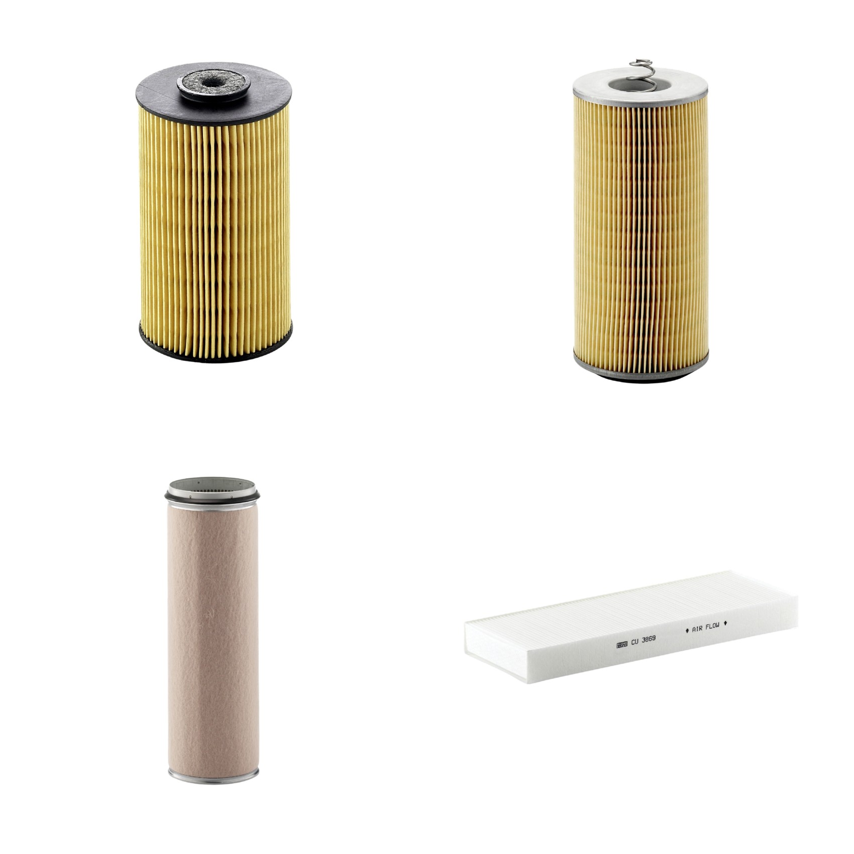 Kit Filtros de Ar Combustível Cabine Ar Condicionado Óleo - Mann-Filter - CF1600 - CU3869 - H12110/2x - P811