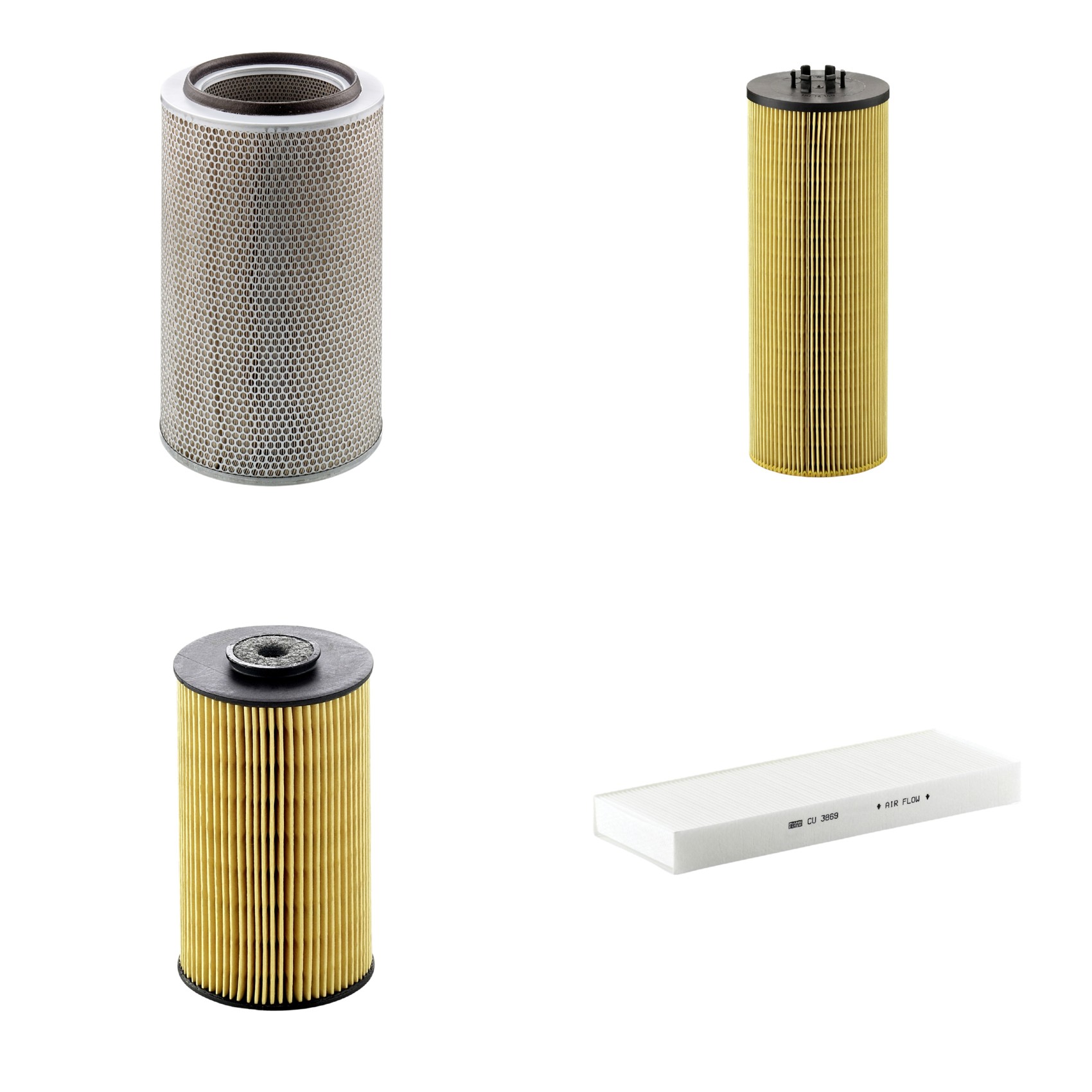 Kit Filtros de Ar Combustível Cabine Ar Condicionado Óleo - Mann-Filter - C30850/2 - CU3869 - HU12140x - P811