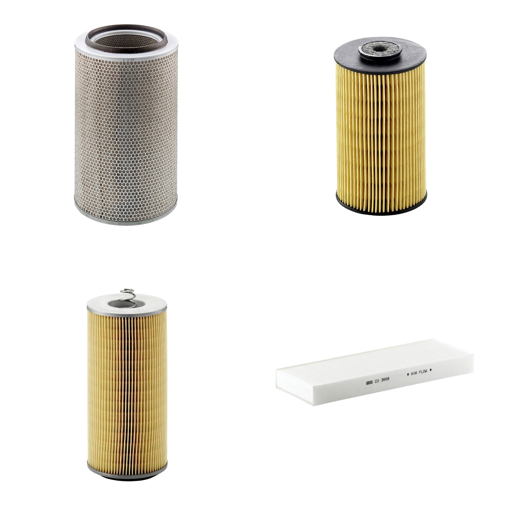 Kit Filtros de Ar Combustível Cabine Ar Condicionado Óleo - Mann-Filter - C30850/2 - CU3869 - H12110/2x - P811