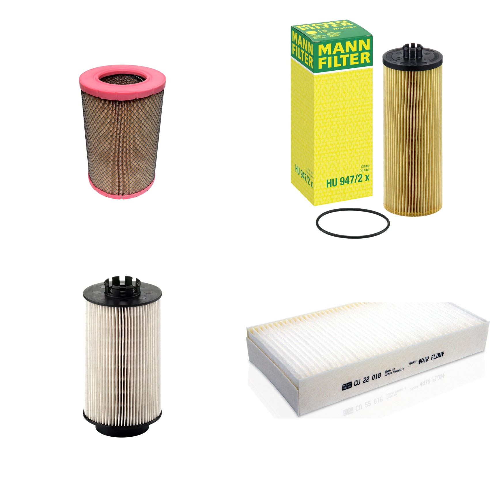 Kit Filtros de Ar Combustível Cabine Ar Condicionado Óleo - Mann-Filter - C27830 - CU22018 - HU947/2x - PU1059x