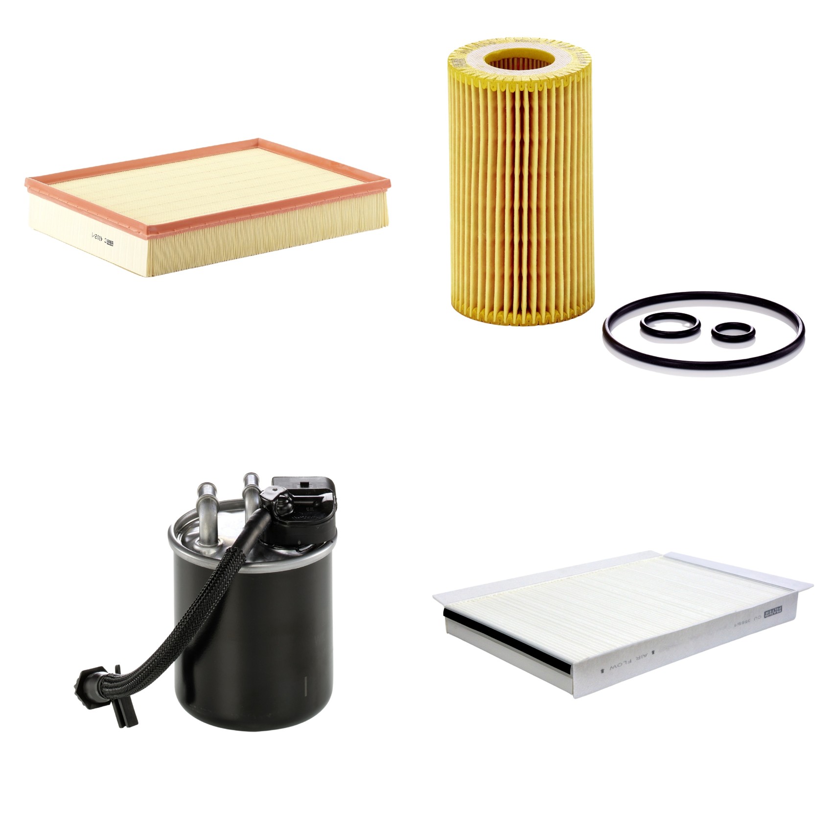 Kit Filtros de Ar Combustível Cabine Ar Condicionado Óleo - Mann-Filter - C4312/1 - CU3569/1 - HU7010z - WK820/23