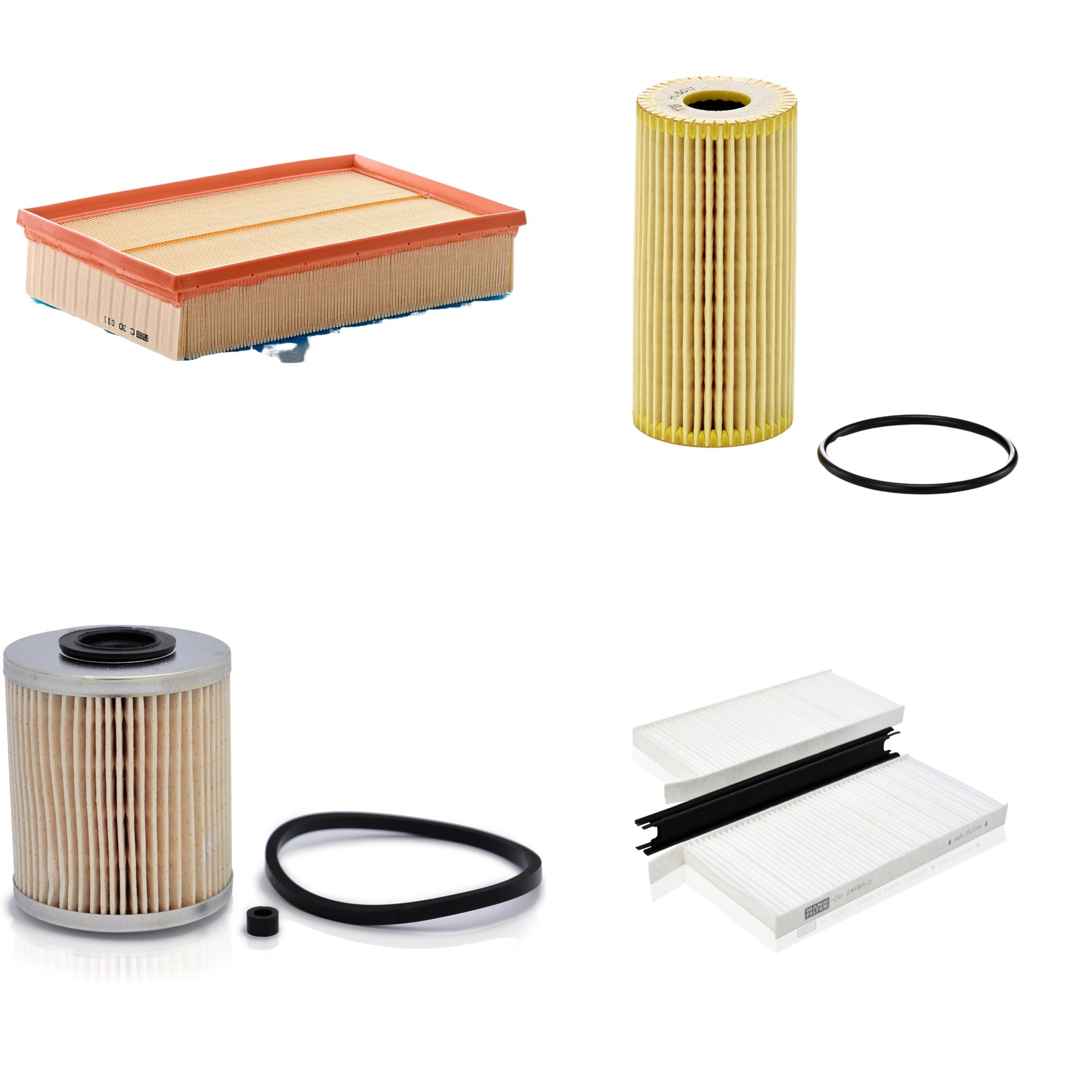 Kit Filtros de Ar Combustível Cabine Ar Condicionado Óleo - Mann-Filter - C30011 - CU2418/1-2 - HU6011z - P718/1x