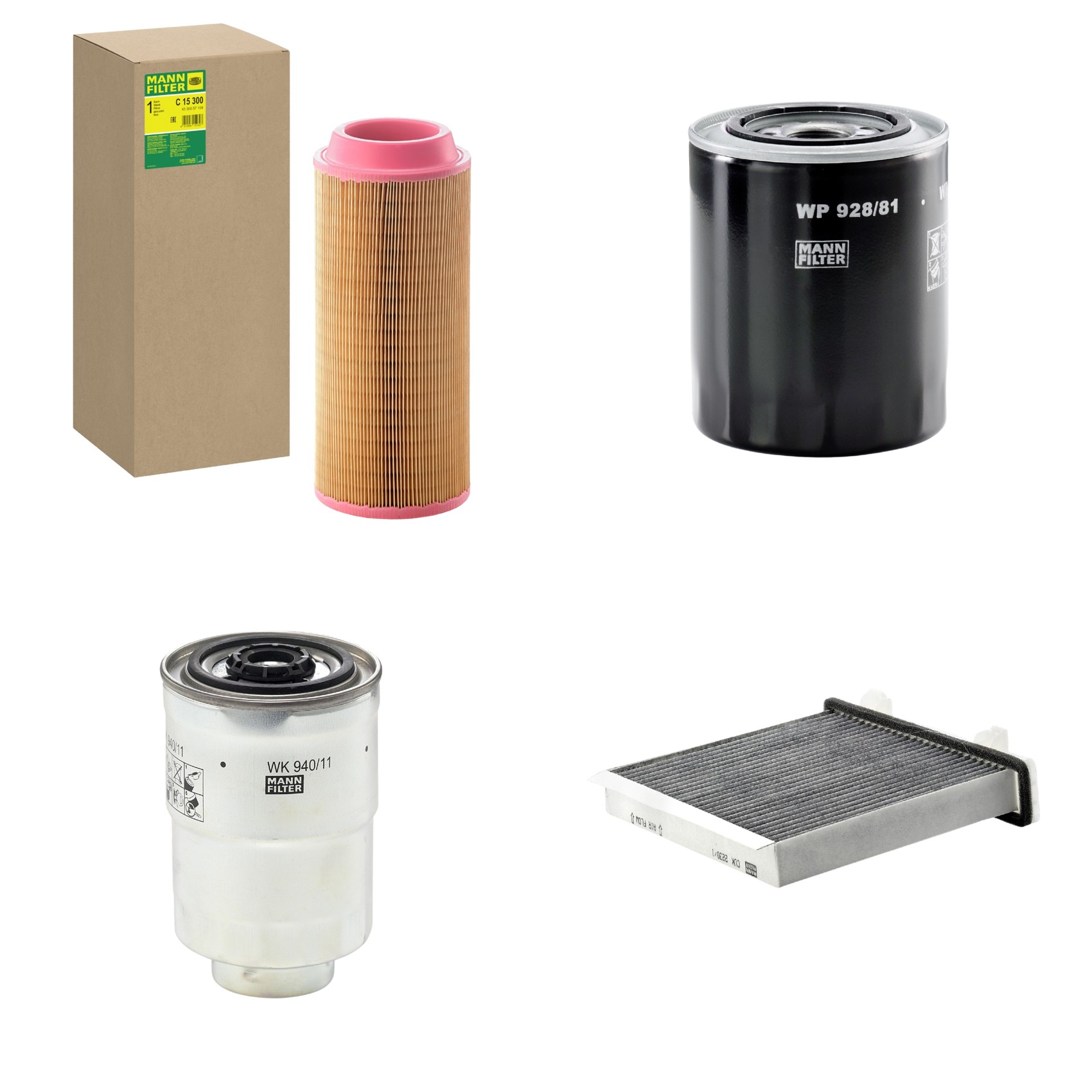Kit Filtros de Ar Combustível Cabine Ar Condicionado Óleo - Mann-Filter - C15300 - CUK2230/1 - WK940/11x - WP928/81