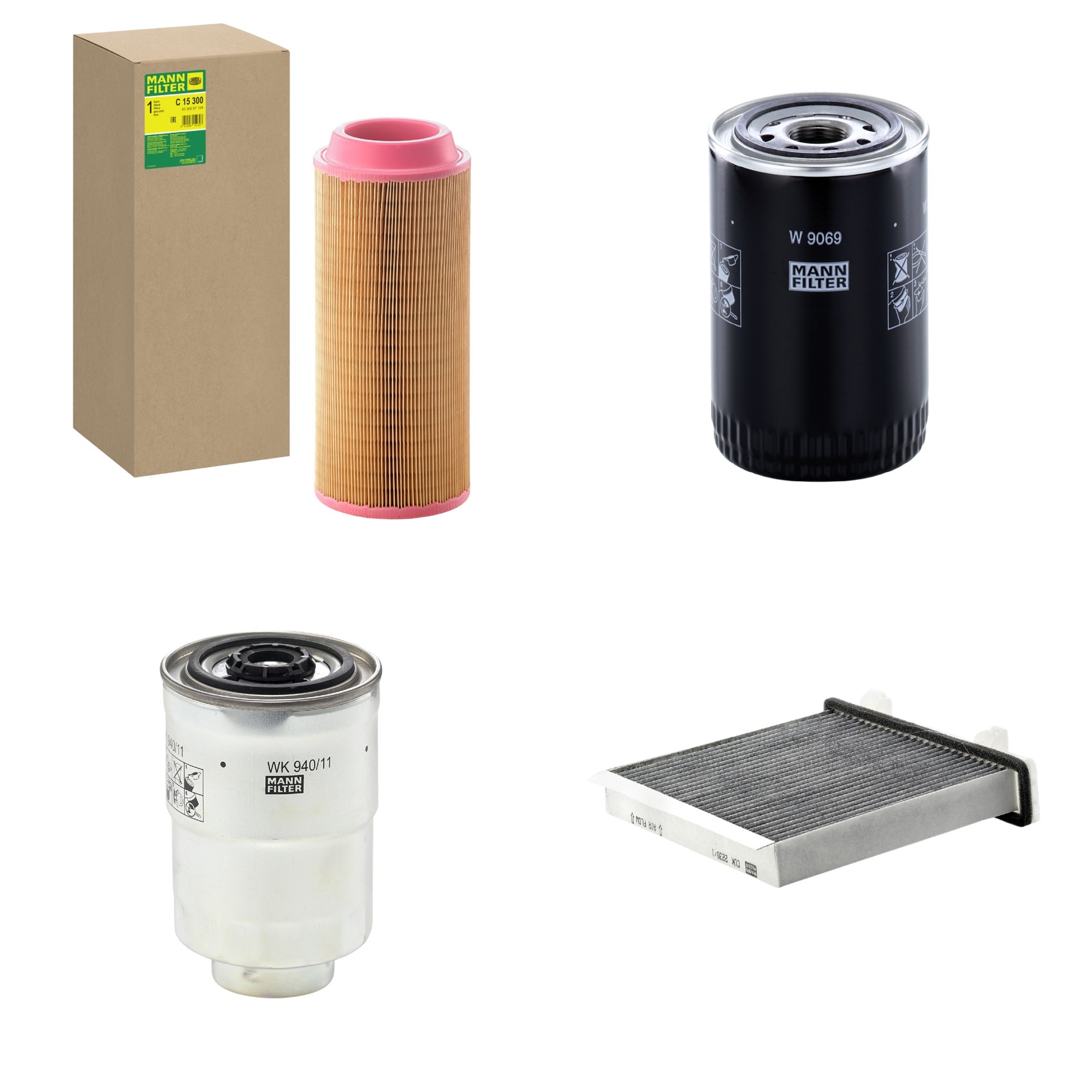 Kit Filtros de Ar Combustível Cabine Ar Condicionado Óleo - Mann-Filter - C15300 - CUK2230/1 - W9069 - WK940/11x