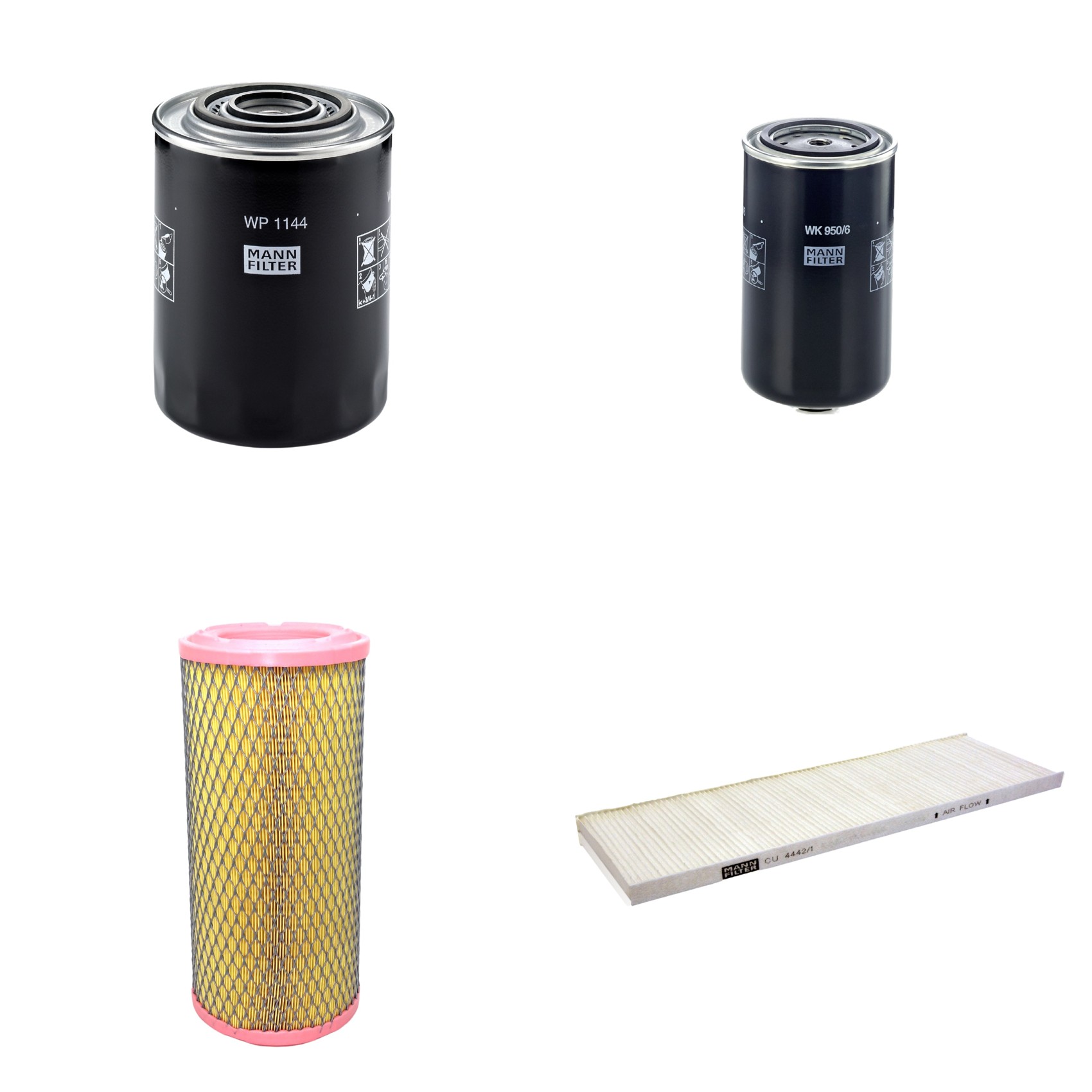 Kit Filtros de Ar Combustível Cabine Ar Condicionado Óleo - Mann-Filter - C17337/3 - CU4442/1 - WK950/6 - WP1144
