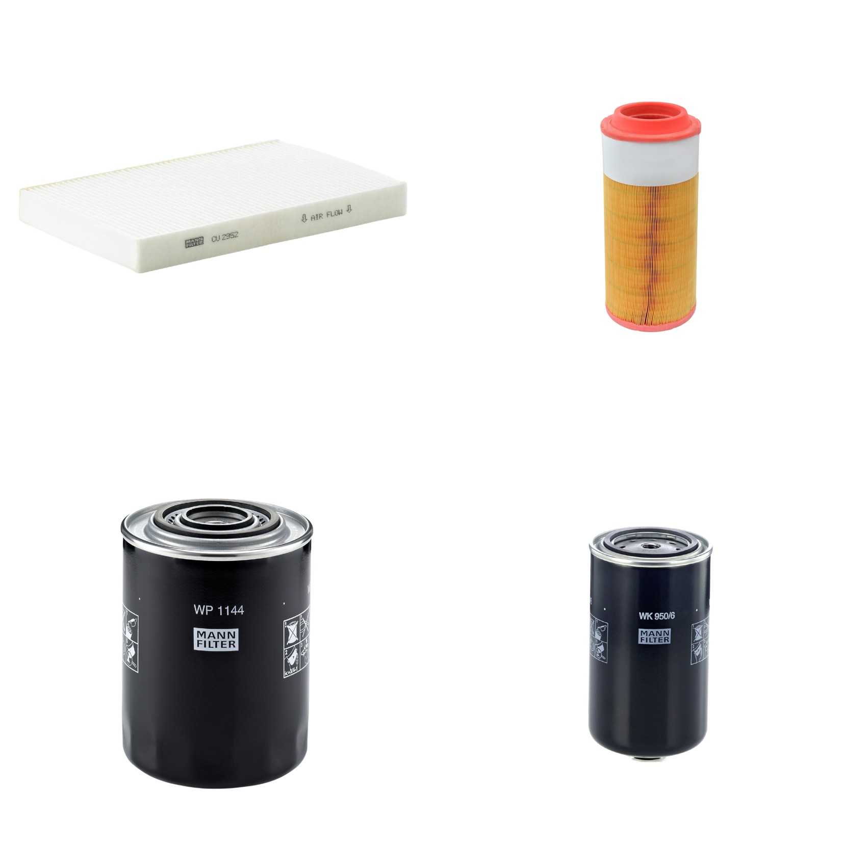 Kit Filtros de Ar Combustível Cabine Ar Condicionado Óleo - Mann-Filter - C18450/2 - CU2952 - WK950/6 - WP1144