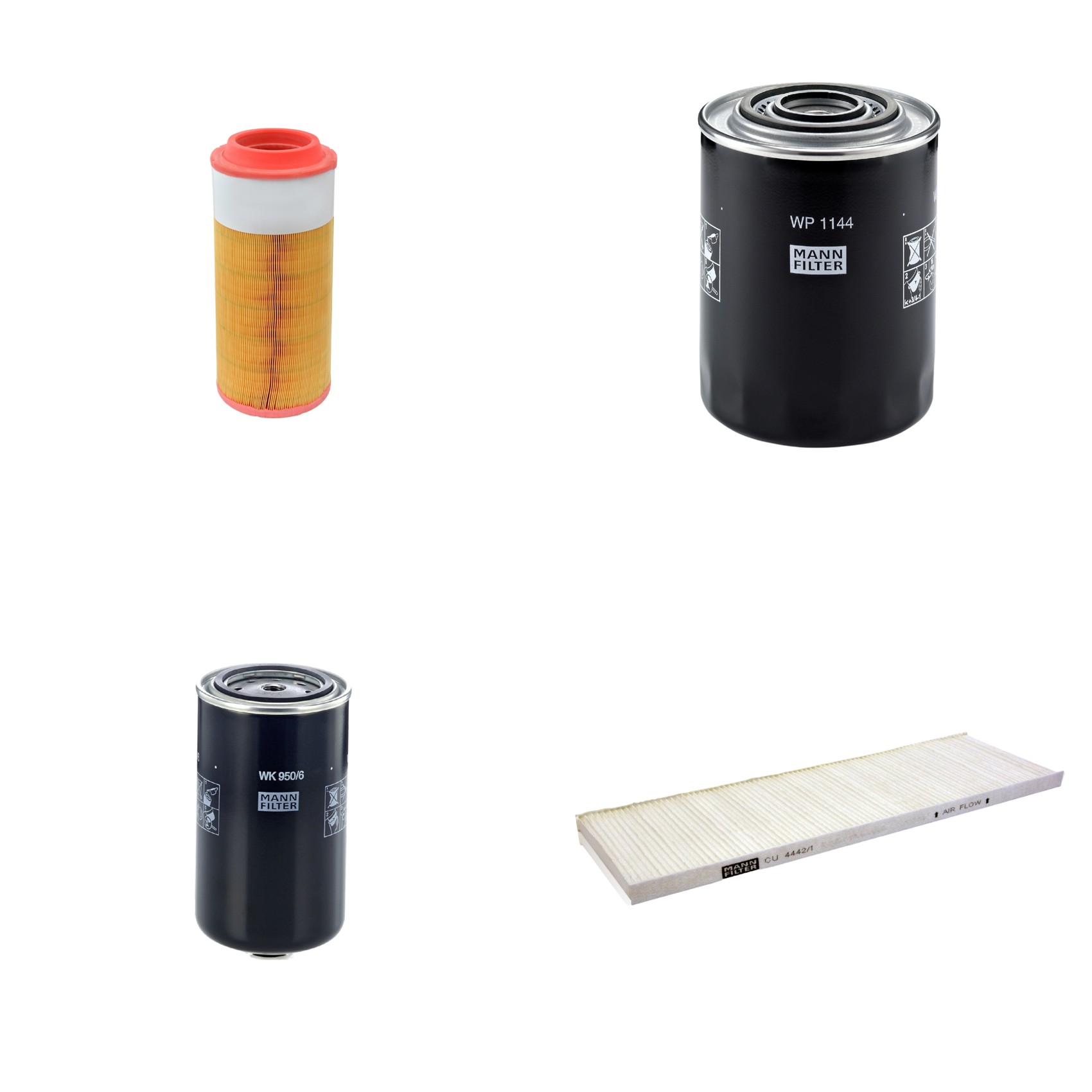 Kit Filtros de Ar Combustível Cabine Ar Condicionado Óleo - Mann-Filter - C18450/2 - CU4442/1 - WK950/6 - WP1144