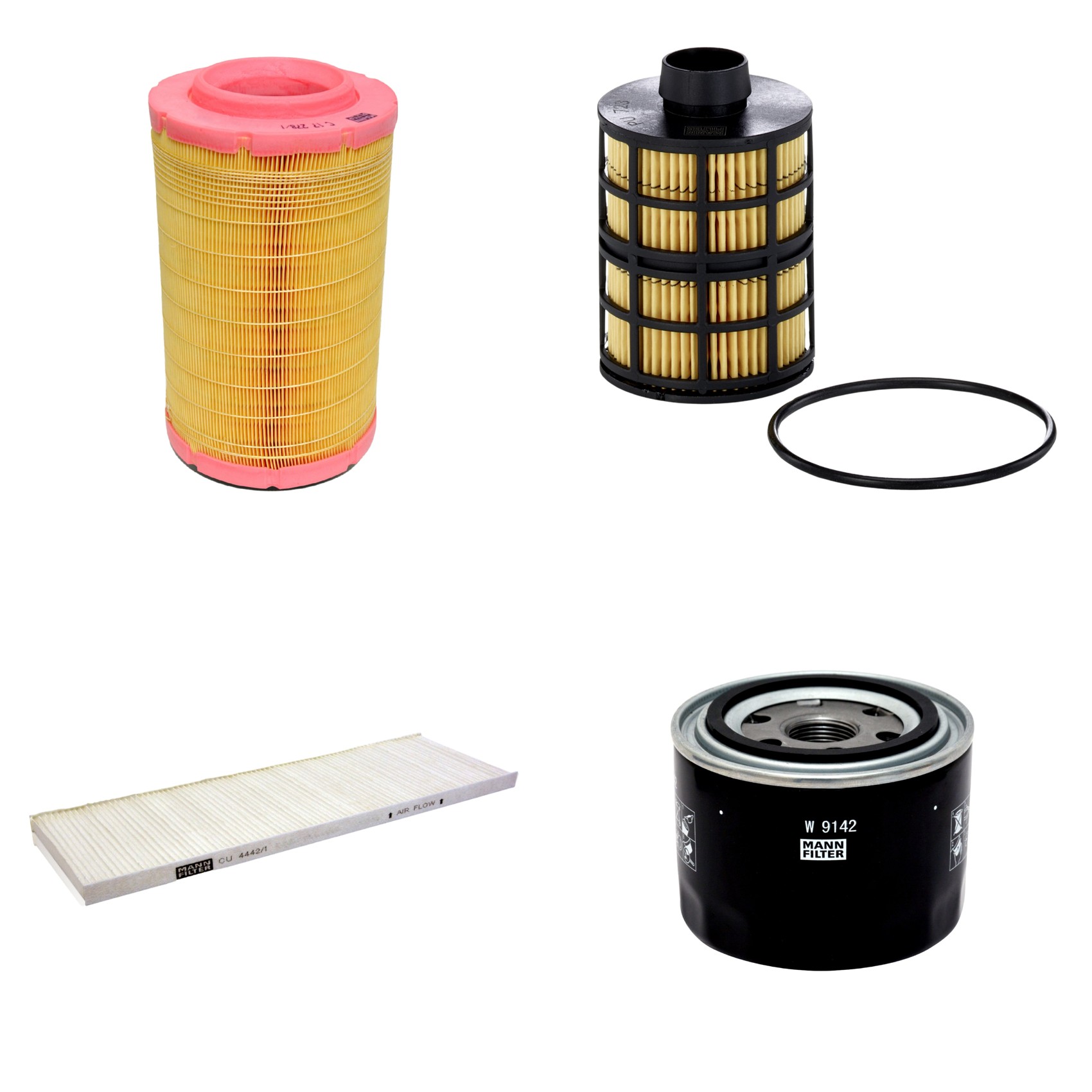 Kit Filtros de Ar Combustível Cabine Ar Condicionado Óleo - Mann-Filter - C17278/1 - CU4442/1 - PU723x - W9142