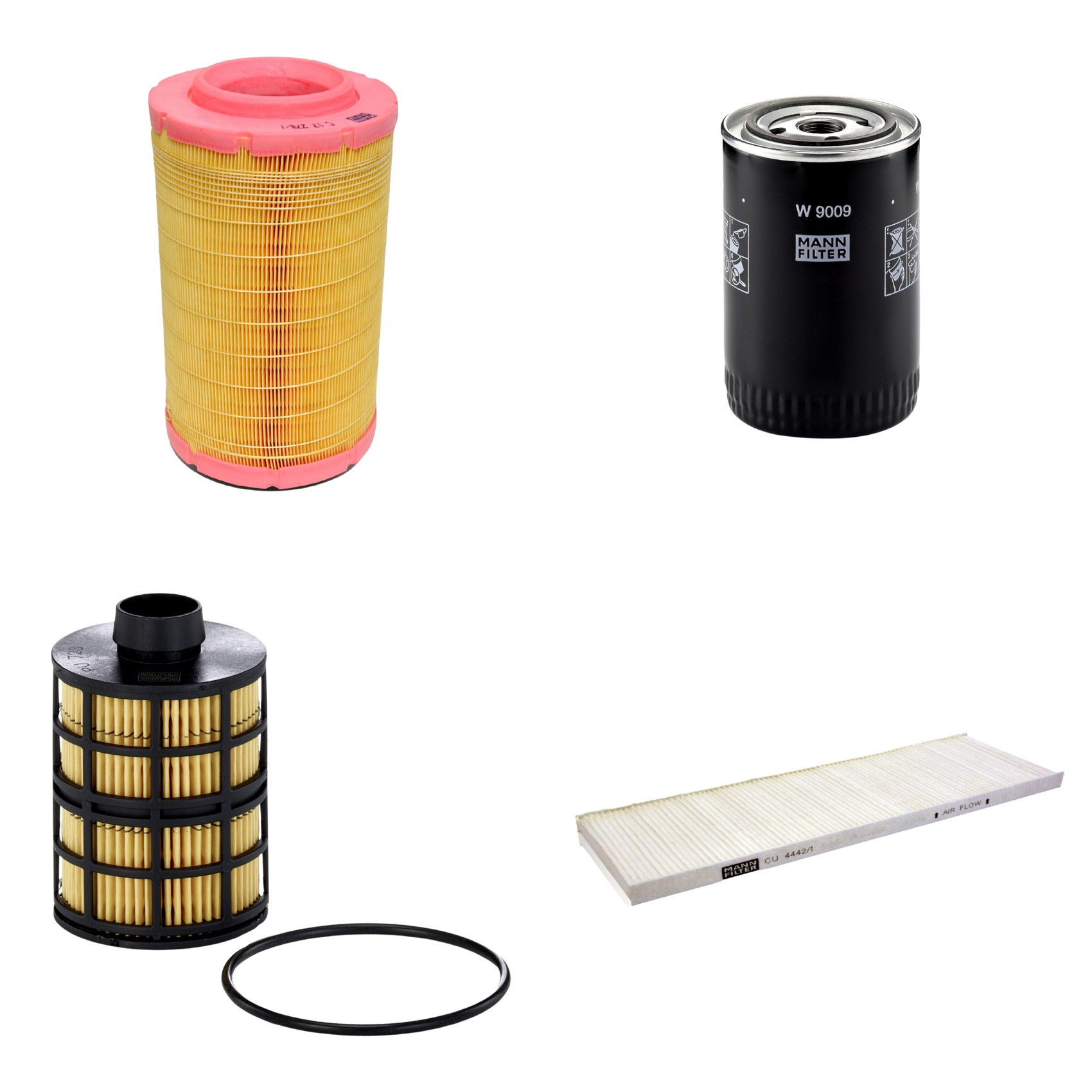 Kit Filtros de Ar Combustível Cabine Ar Condicionado Óleo - Mann-Filter - C17278/1 - CU4442/1 - PU723x - W9009