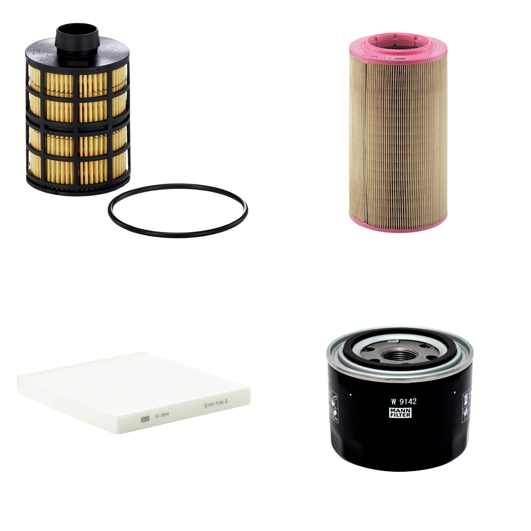 Kit Filtros de Ar Combustível Cabine Ar Condicionado Óleo - Mann-Filter - C17237 - CU2544 - PU723x - W9142