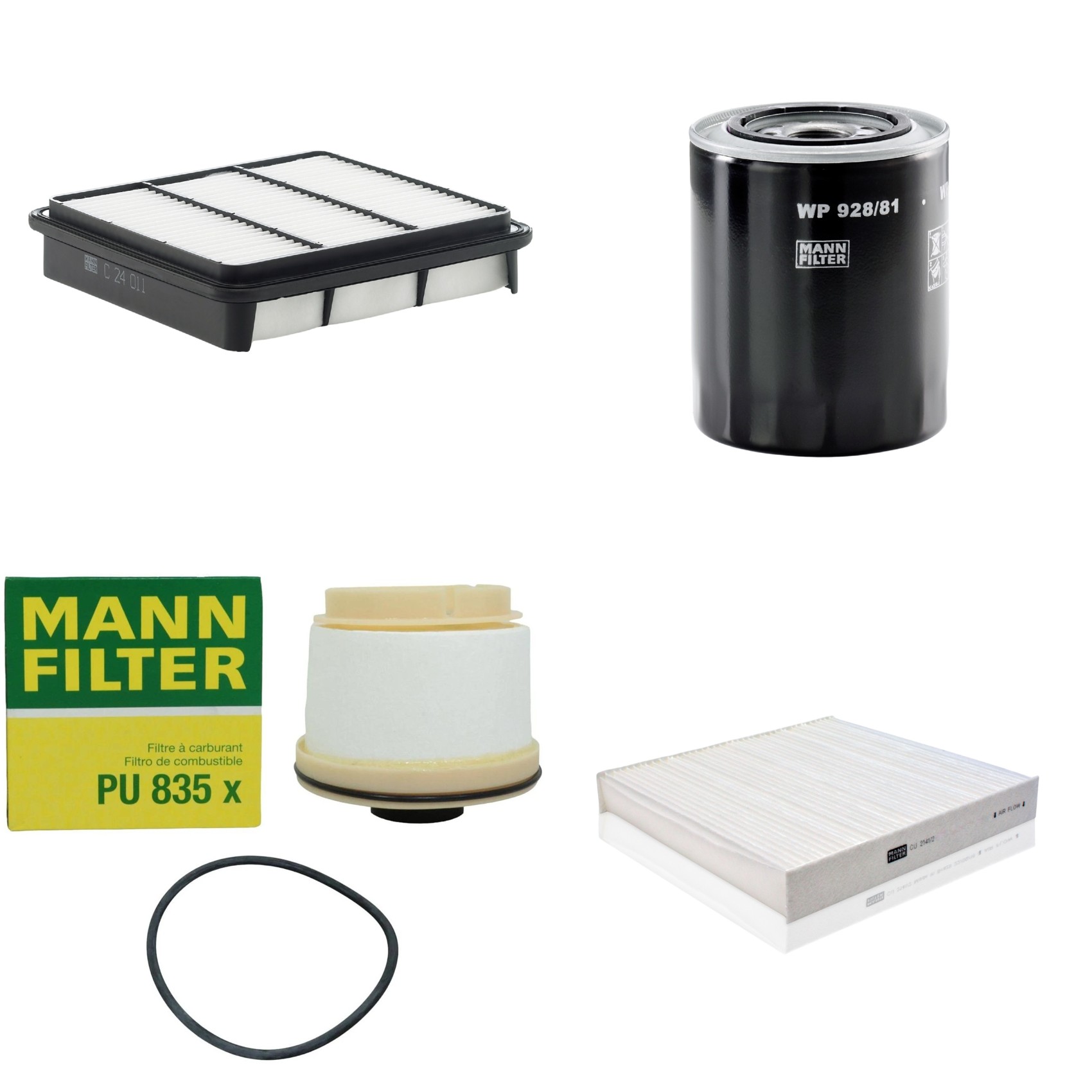 Kit Filtros de Ar Combustível Cabine Ar Condicionado Óleo - Mann-Filter - C24011 - CU2141/2 - PU835x - WP928/81