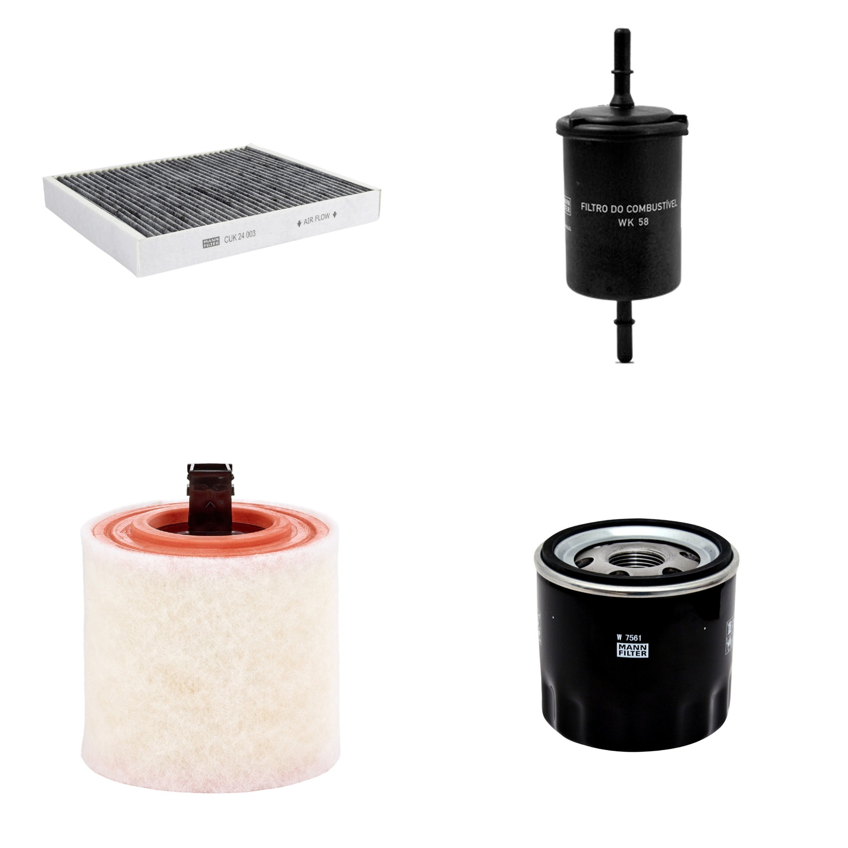 Kit Filtros de Ar Combustível Cabine Ar Condicionado Óleo - Mann-Filter - C16012 - CUK24003 - W7561 - WK58