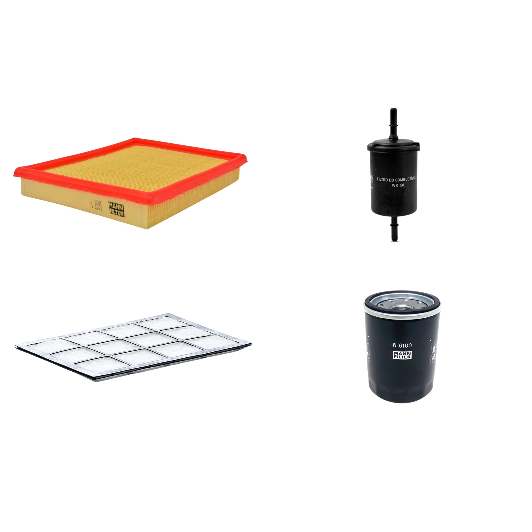 Kit Filtros de Ar Combustível Cabine Ar Condicionado Óleo - Mann-Filter - C2585 - CU2504 - W6100 - WK58