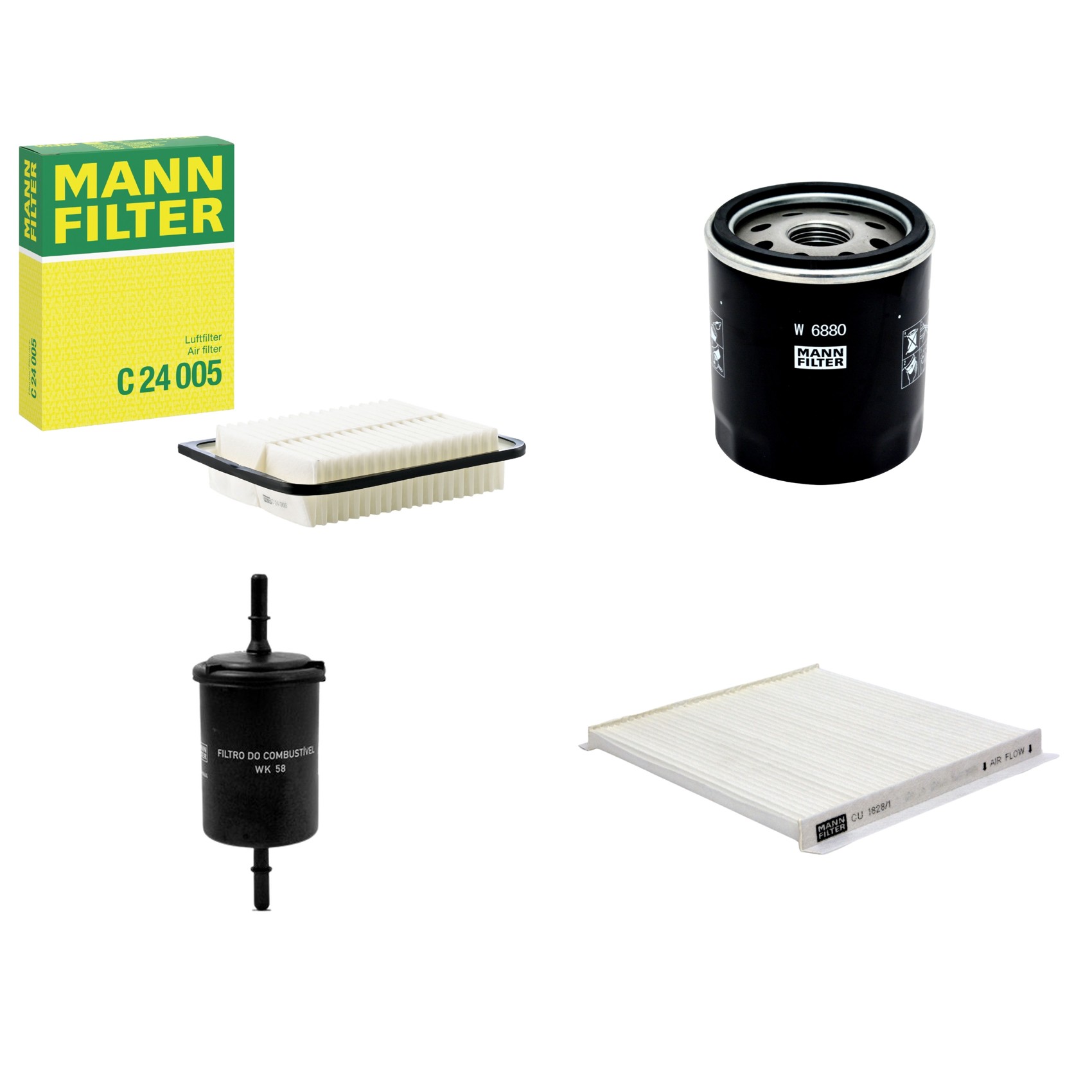 Kit Filtros de Ar Combustível Cabine Ar Condicionado Óleo - Mann-Filter - C24005 - CU1828/1 - W6880 - WK58