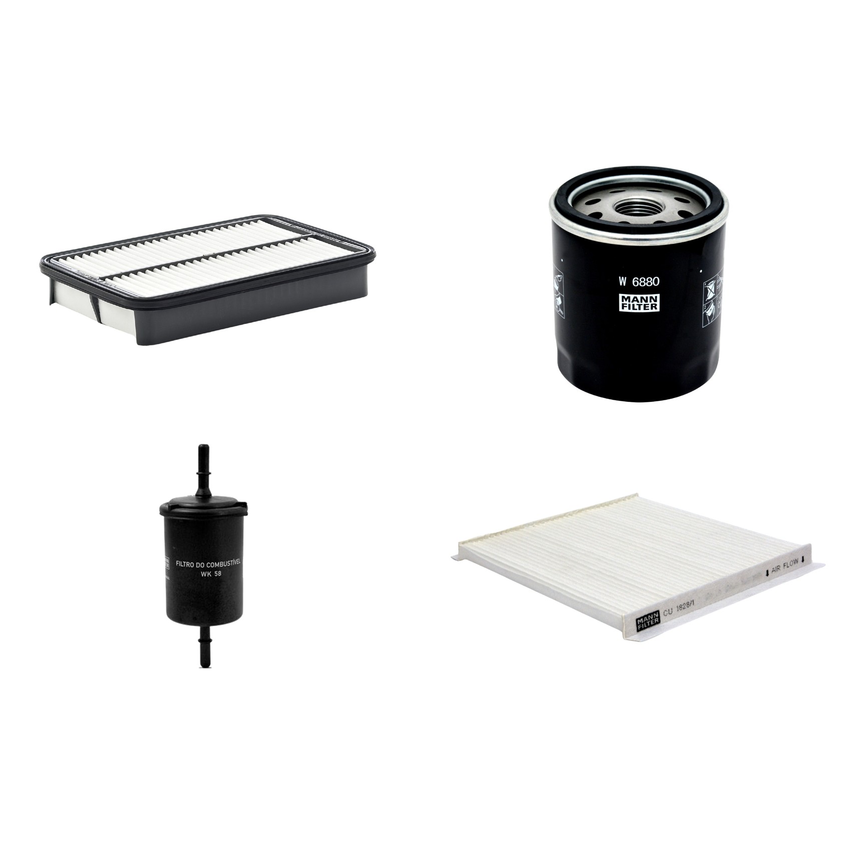 Kit Filtros de Ar Combustível Cabine Ar Condicionado Óleo - Mann-Filter - C2731/1 - CU1828/1 - W6880 - WK58