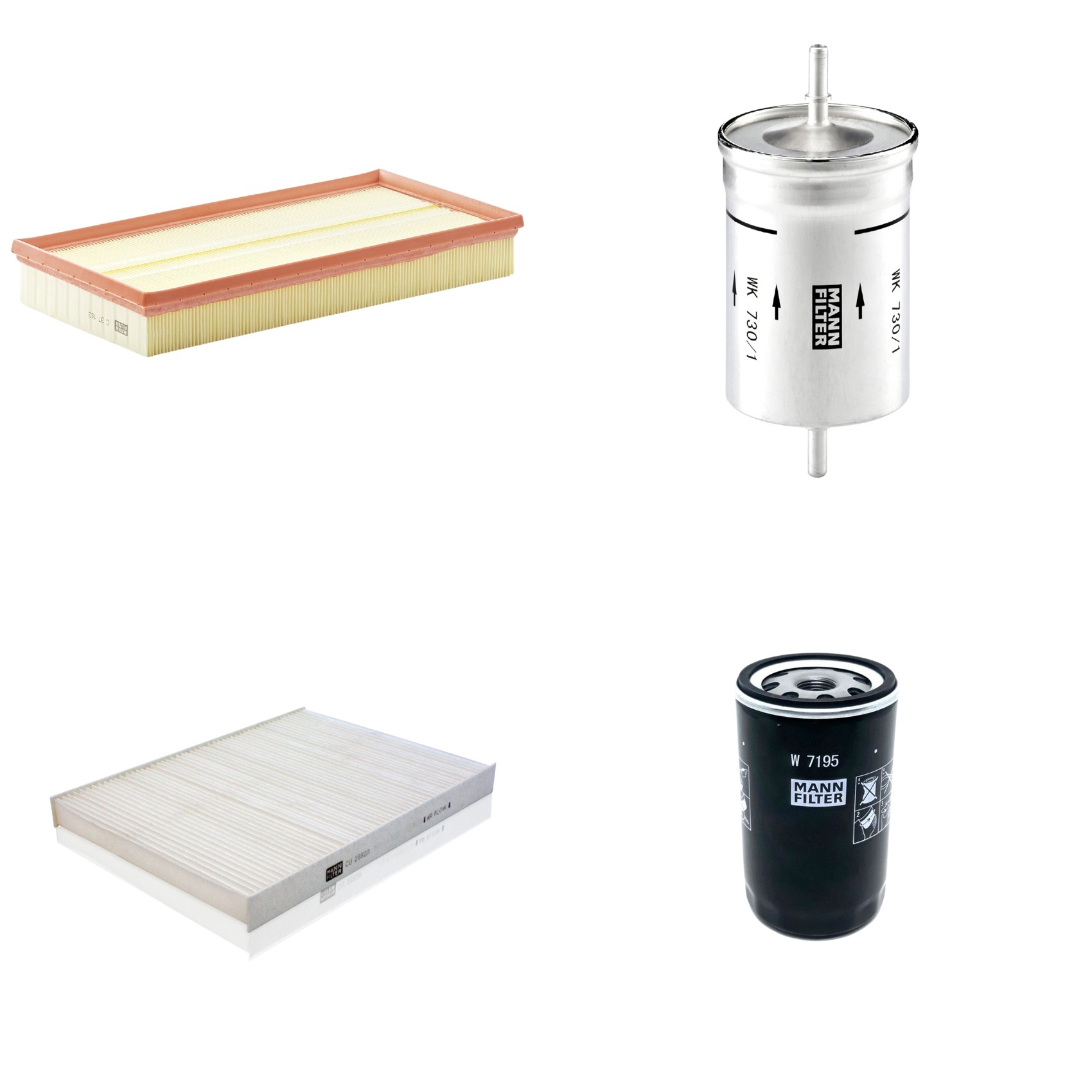 Kit Filtros de Ar Combustível Cabine Ar Condicionado Óleo - Mann-Filter - C37153 - CU2882/1 - W7195 - WK730/1