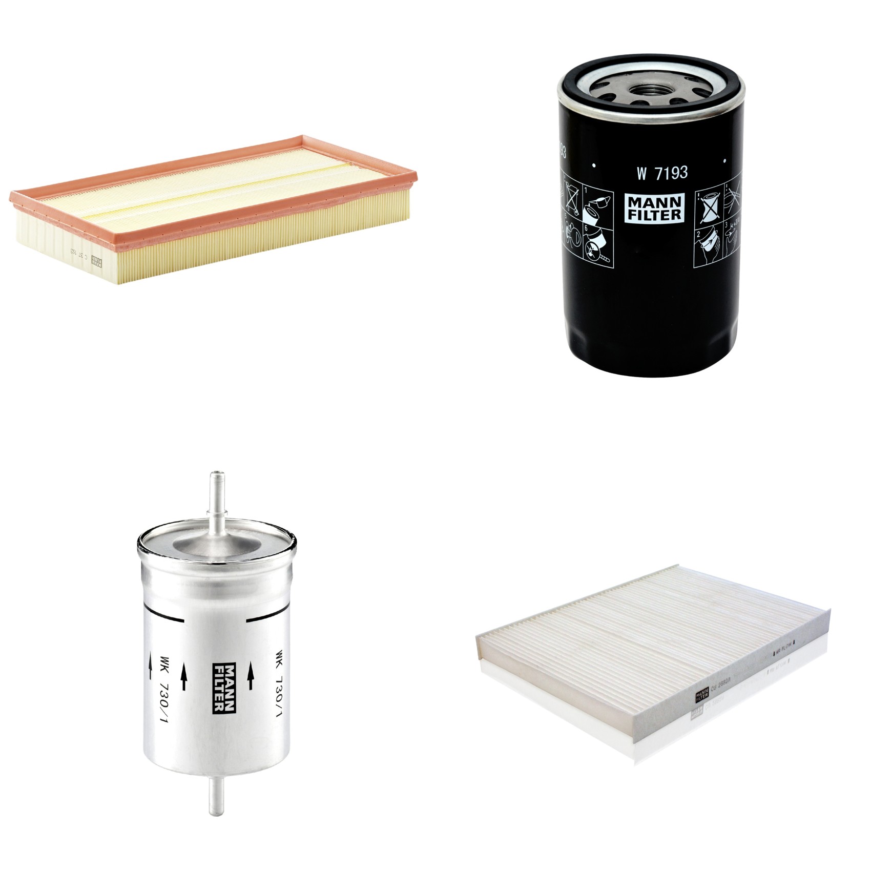 Kit Filtros de Ar Combustível Cabine Ar Condicionado Óleo - Mann-Filter - C37153 - CU2882/1 - W7193 - WK730/1
