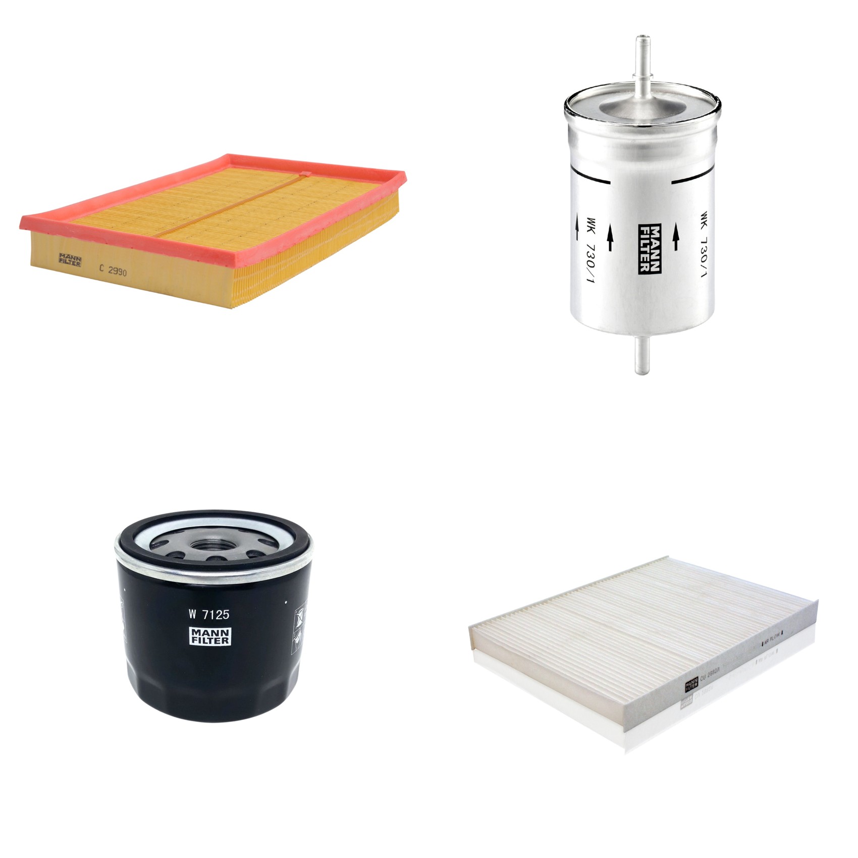 Kit Filtros de Ar Combustível Cabine Ar Condicionado Óleo - Mann-Filter - C2990 - CU2882/1 - W7125 - WK730/1