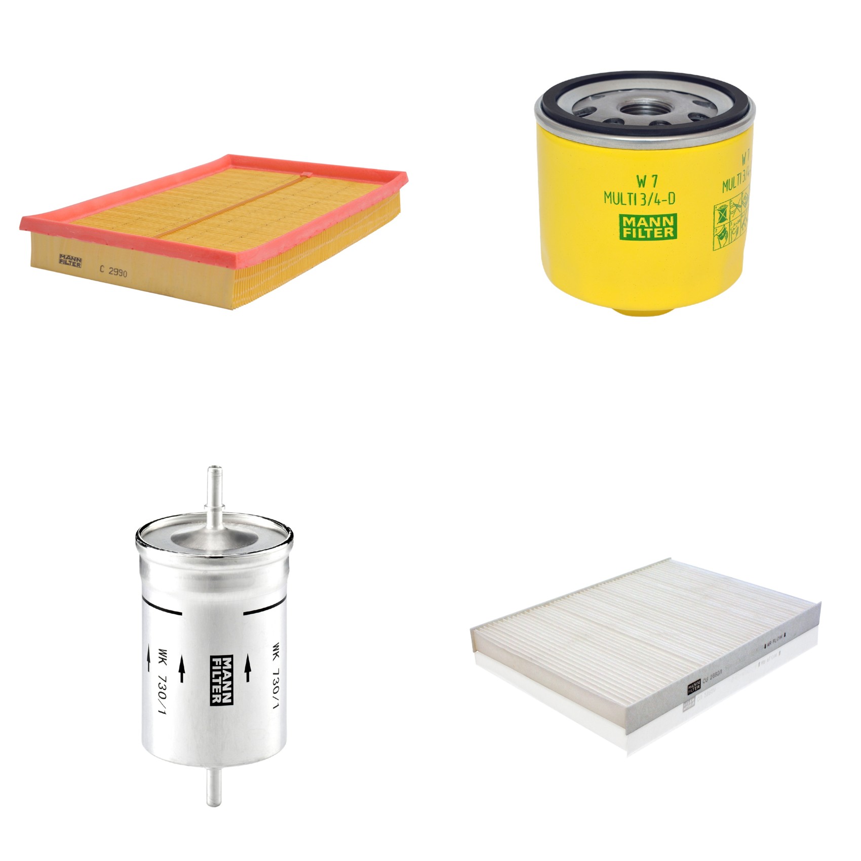 Kit Filtros de Ar Combustível Cabine Ar Condicionado Óleo - Mann-Filter - C2990 - CU2882/1 - W7MULTI3/4-D - WK730/1