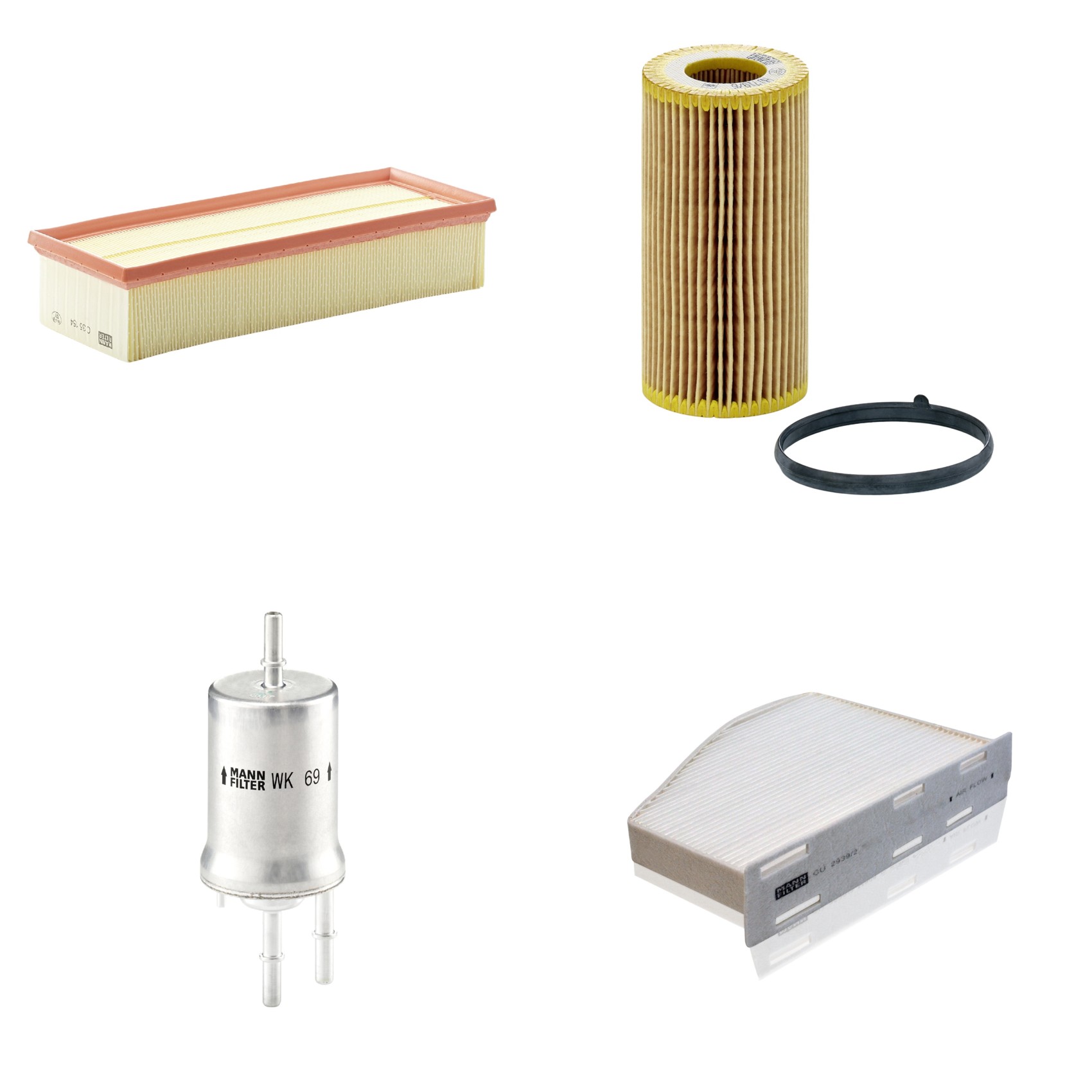 Kit Filtros de Ar Combustível Cabine Ar Condicionado Óleo - Mann-Filter - C35154 - CU2939/2 - HU719/6x - WK69