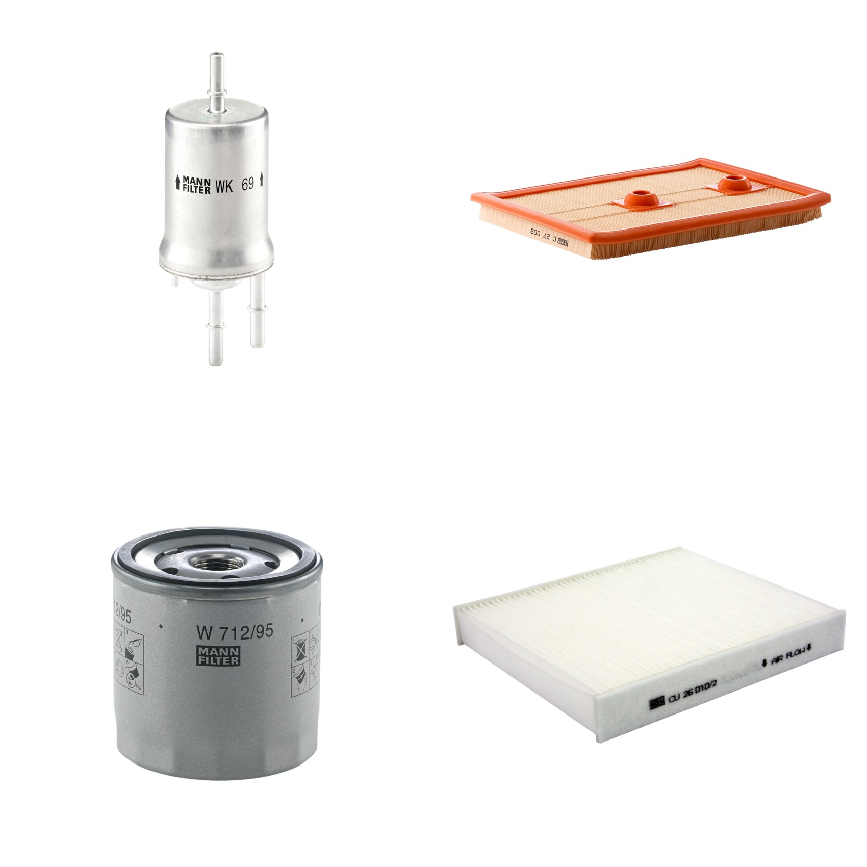 Kit Filtros de Ar Combustível Cabine Ar Condicionado Óleo - Mann-Filter - C27009 - CU26010/2 - W712/95 - WK69
