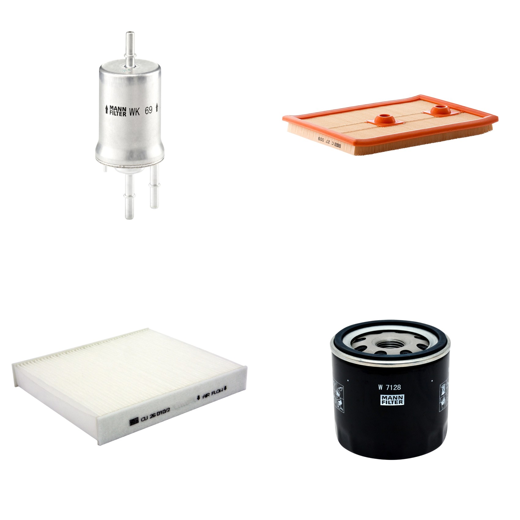 Kit Filtros de Ar Combustível Cabine Ar Condicionado Óleo - Mann-Filter - C27009 - CU26010/2 - W7128 - WK69