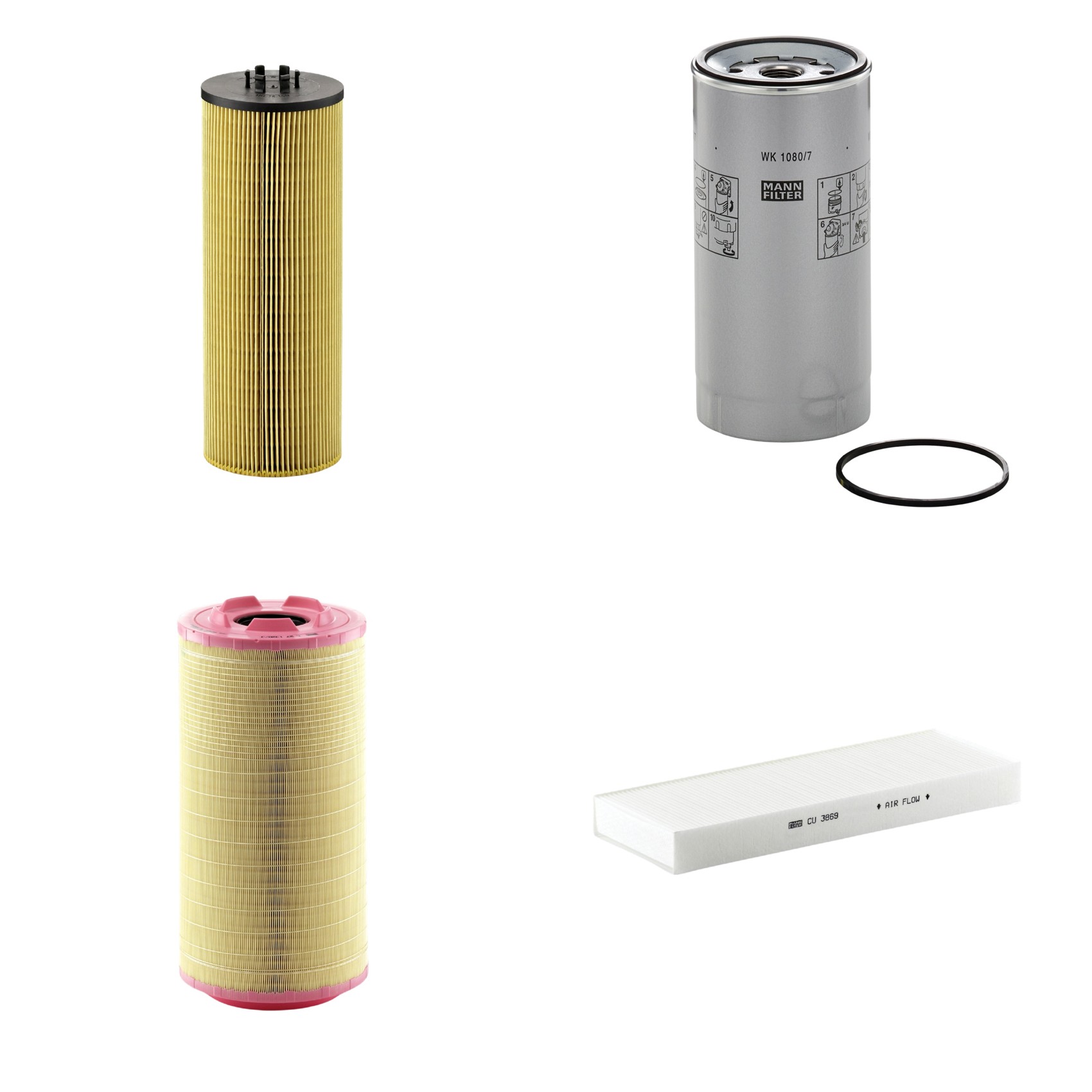 Kit Filtros de Ar Combustível Cabine Ar Condicionado Óleo - Mann-Filter - C271320/3 - CU3869 - HU12140x - WK1080/7x