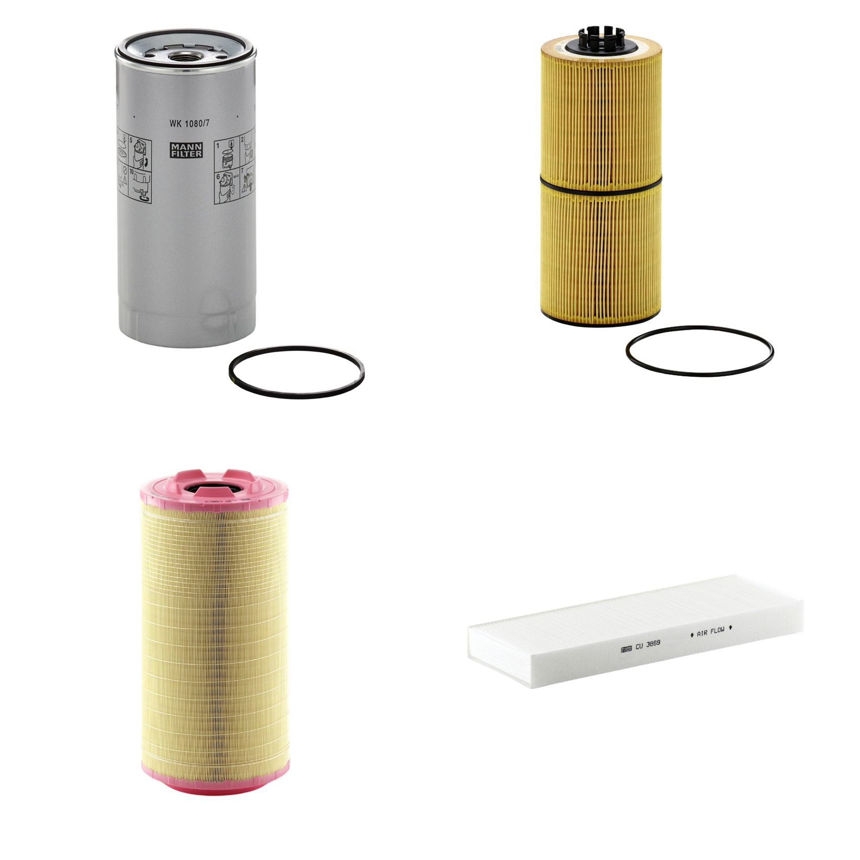 Kit Filtros de Ar Combustível Cabine Ar Condicionado Óleo - Mann-Filter - C271320/3 - CU3869 - HU12001z - WK1080/7x