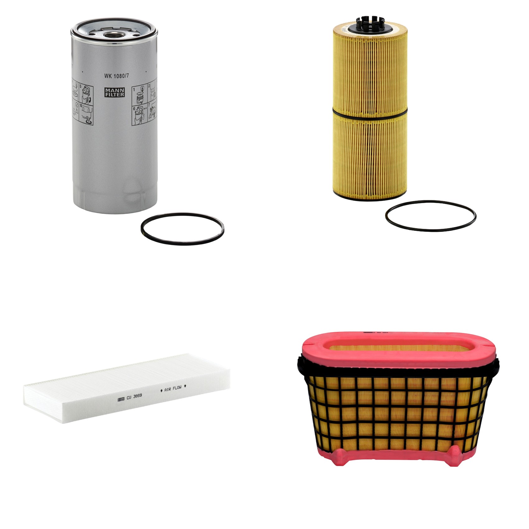 Kit Filtros de Ar Combustível Cabine Ar Condicionado Óleo - Mann-Filter - C50004 - CU3869 - HU12001z - WK1080/7x