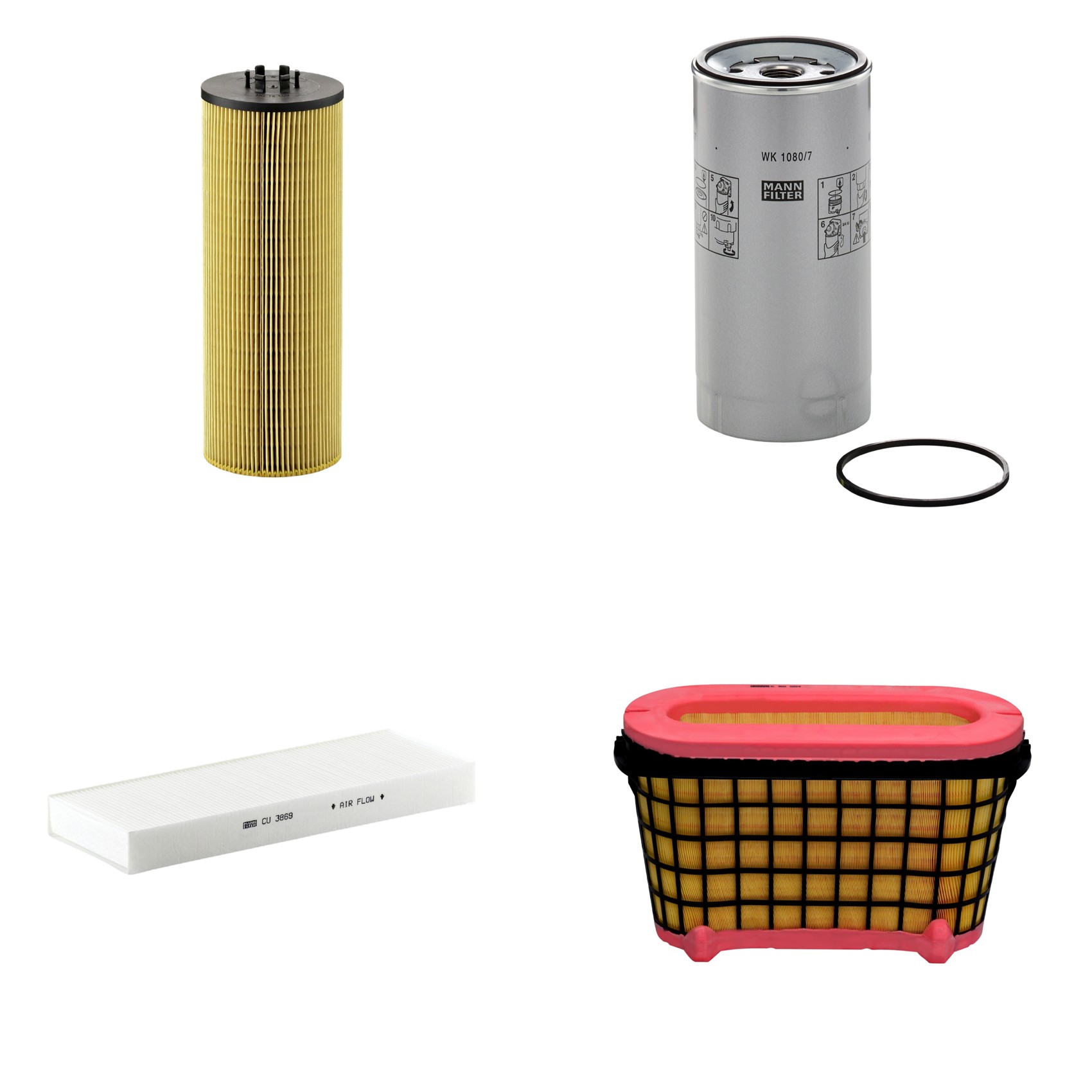 Kit Filtros de Ar Combustível Cabine Ar Condicionado Óleo - Mann-Filter - C50004 - CU3869 - HU12140x - WK1080/7x