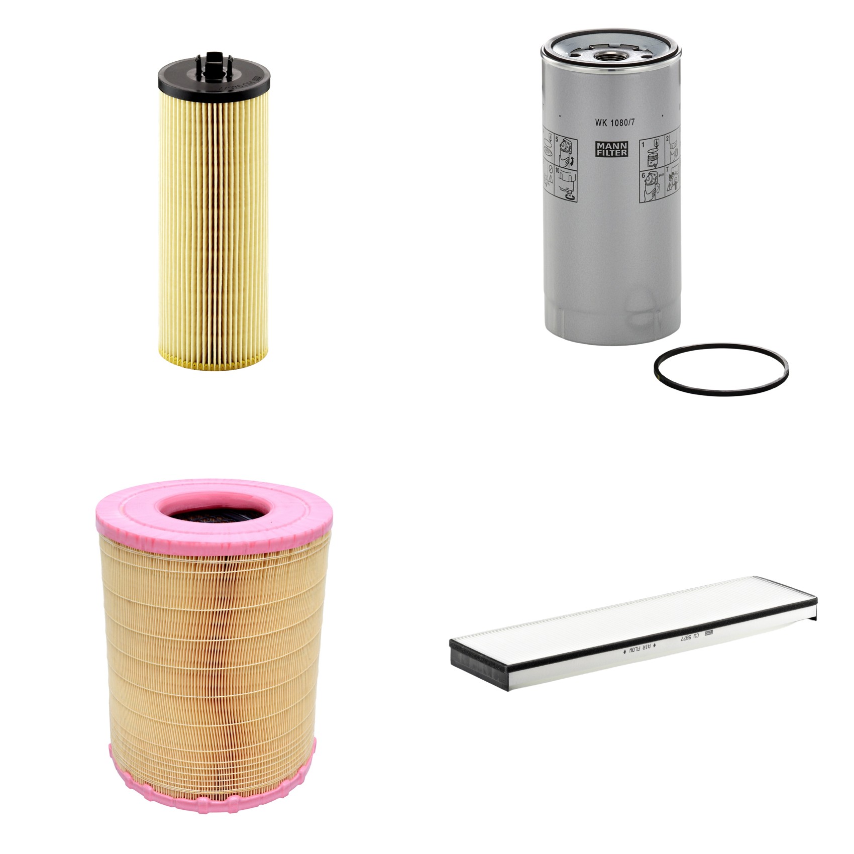 Kit Filtros de Ar Combustível Cabine Ar Condicionado Óleo - Mann-Filter - C281012 - CU5877 - HU945/2x - WK1080/7x