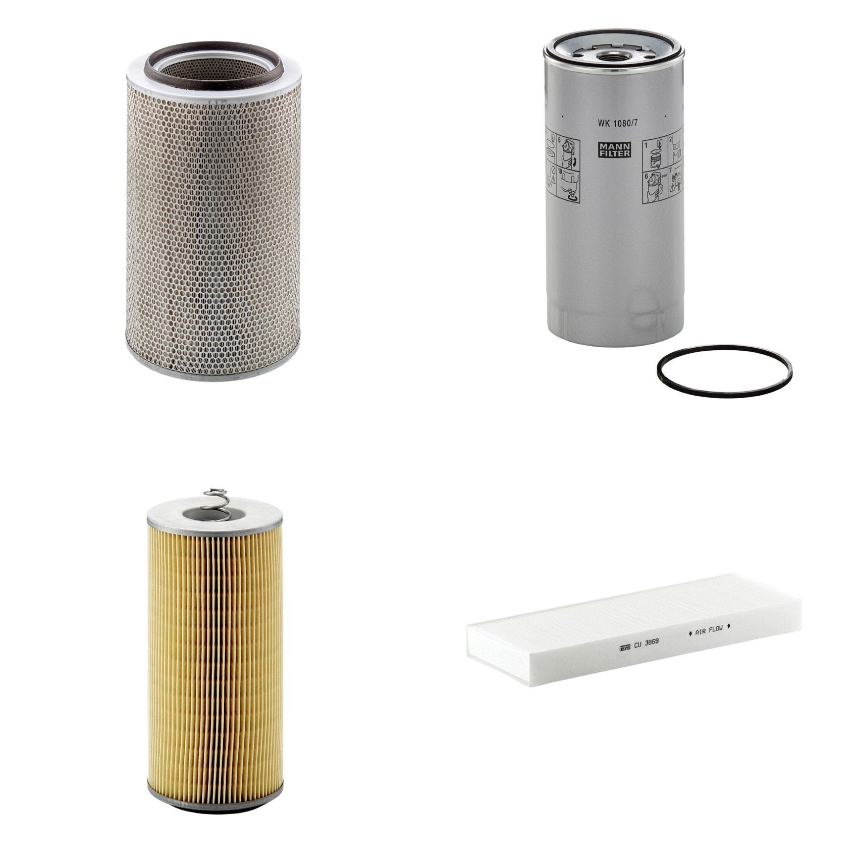 Kit Filtros de Ar Combustível Cabine Ar Condicionado Óleo - Mann-Filter - C30850/2 - CU3869 - H12110/2x - WK1080/7x