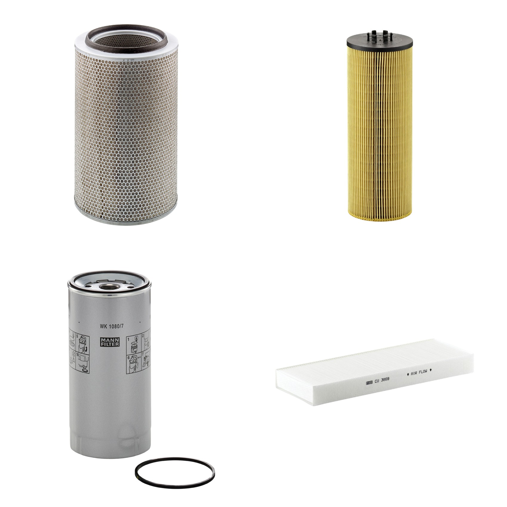 Kit Filtros de Ar Combustível Cabine Ar Condicionado Óleo - Mann-Filter - C30850/2 - CU3869 - HU12140x - WK1080/7x