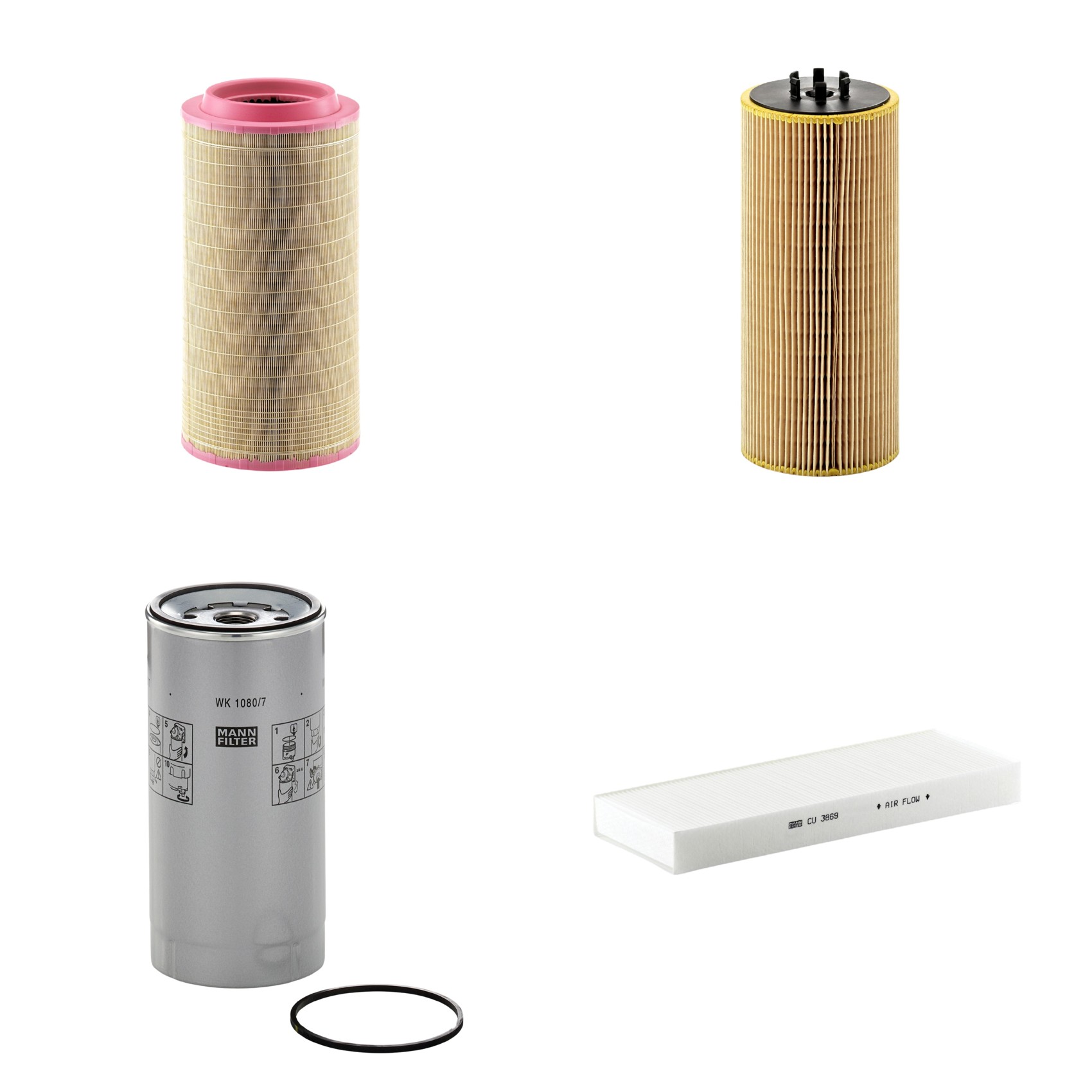 Kit Filtros de Ar Combustível Cabine Ar Condicionado Óleo - Mann-Filter - C271340 - CU3869 - HU12110x - WK1080/7x